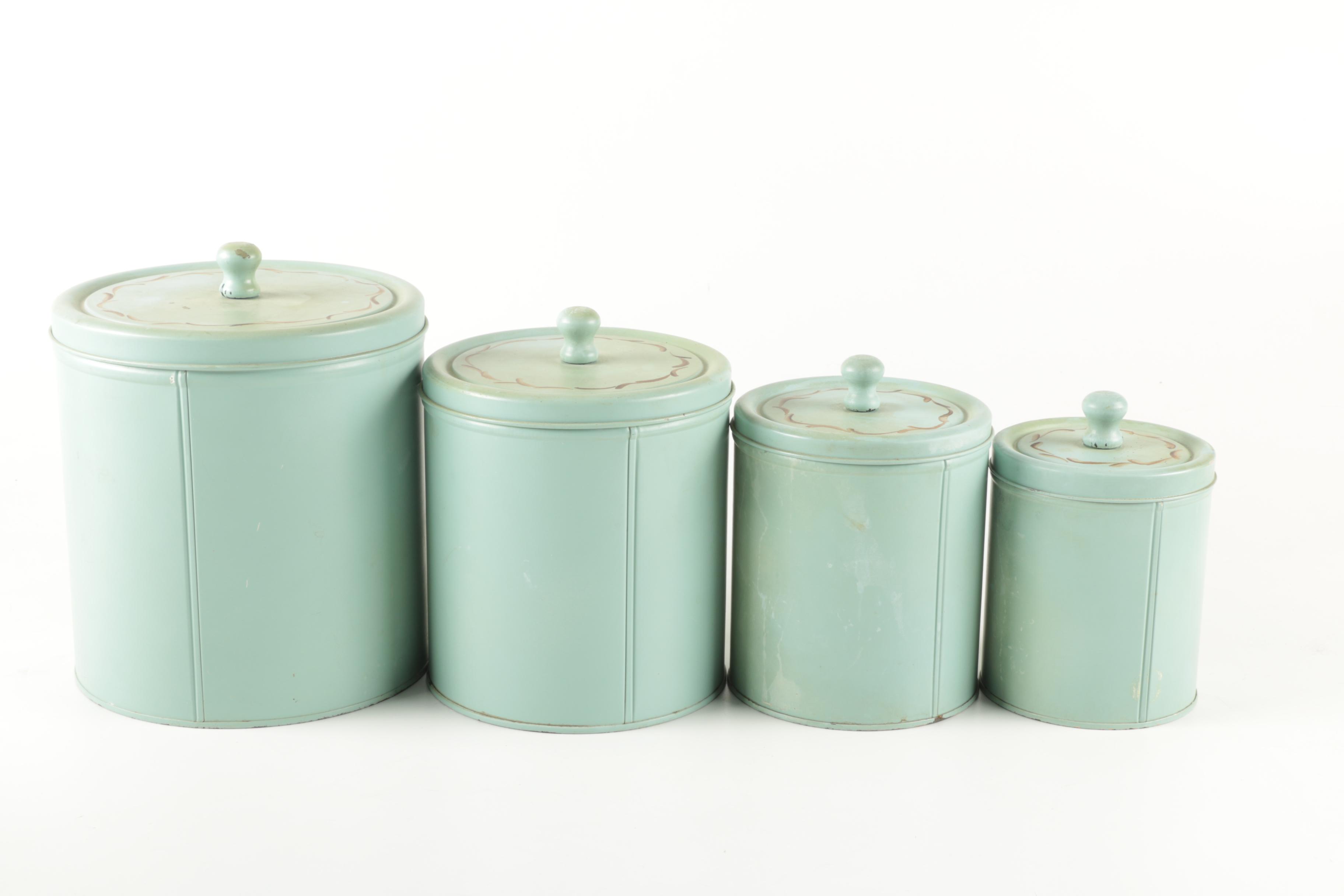 Vintage Hand Painted Tin Canisters
