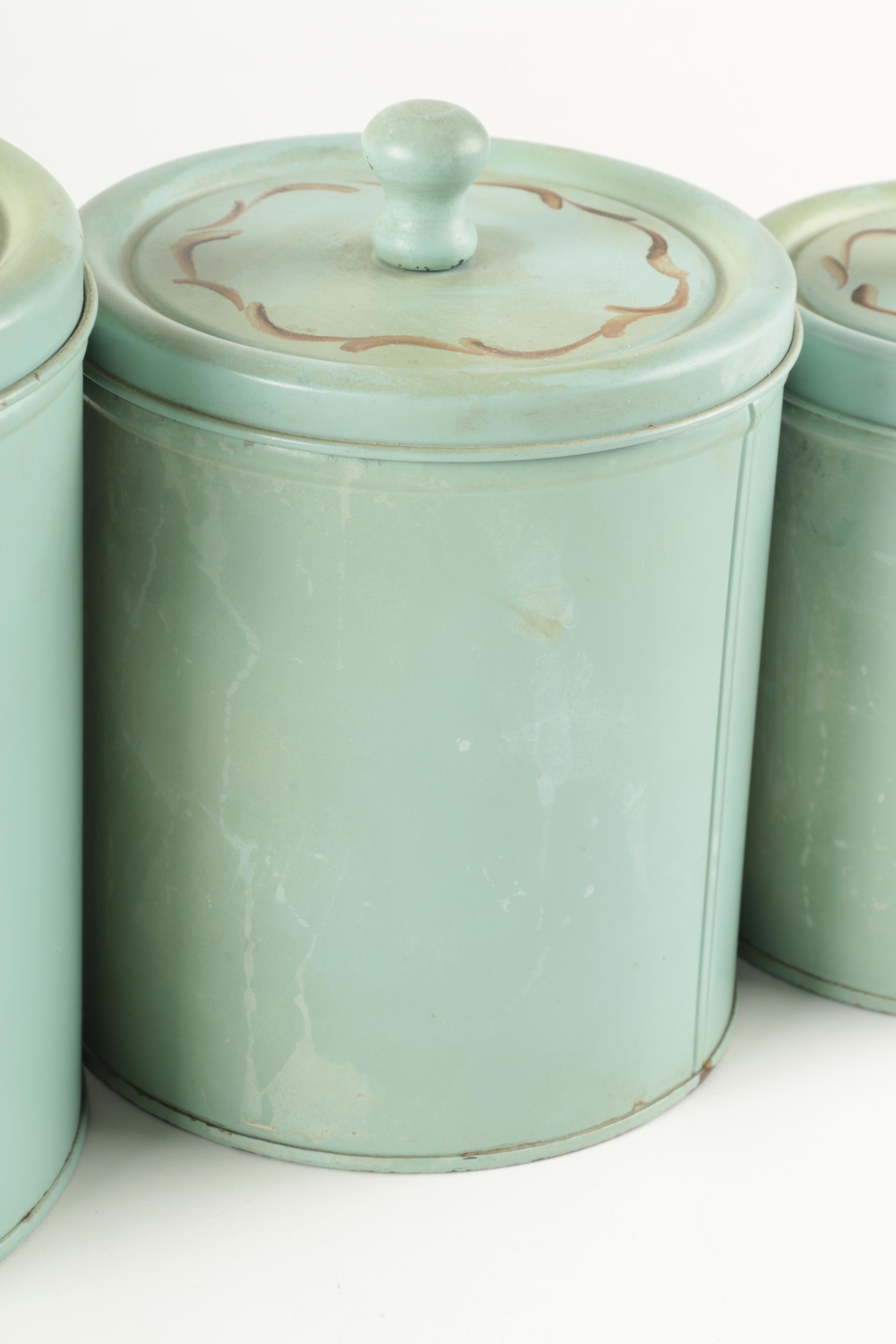 Vintage Hand Painted Tin Canisters