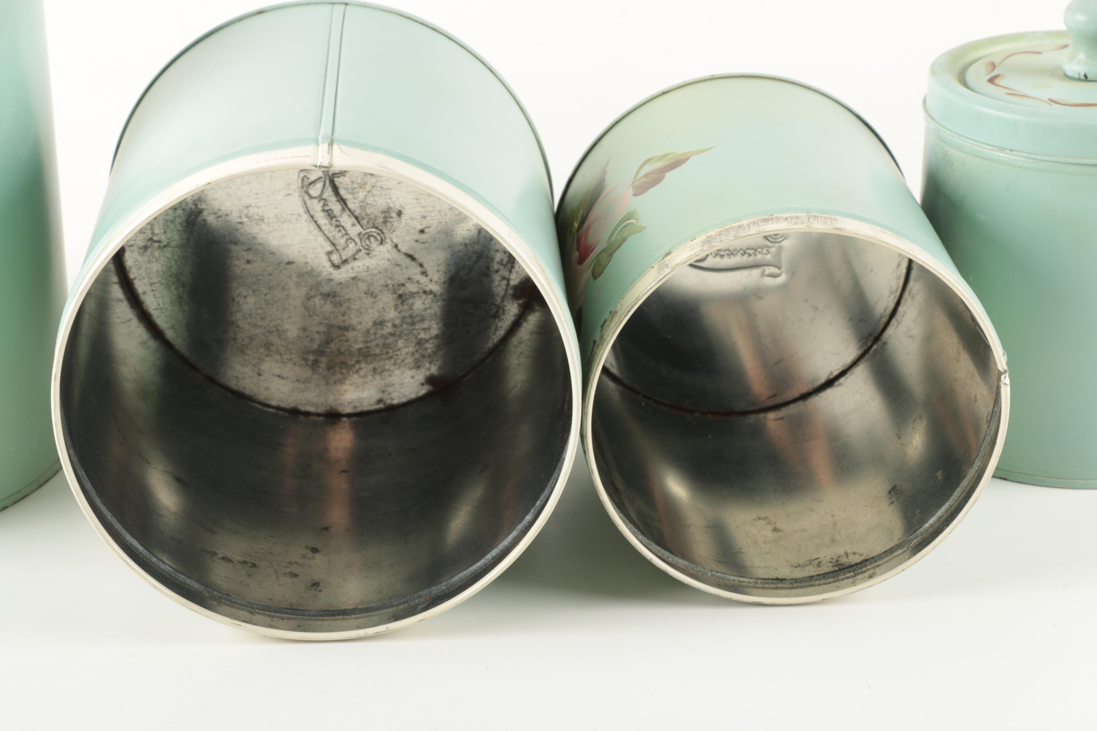 Vintage Hand Painted Tin Canisters