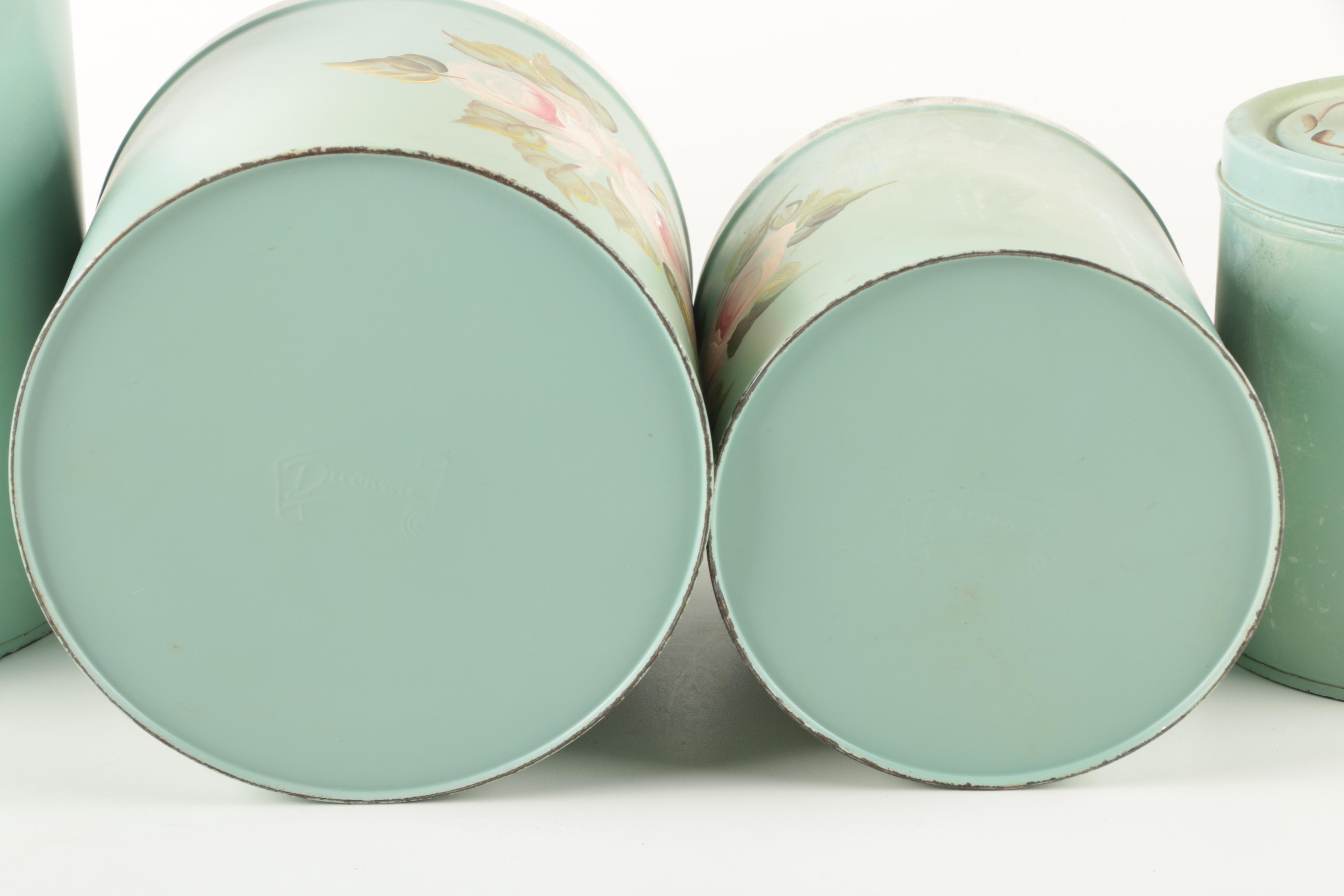 Vintage Hand Painted Tin Canisters