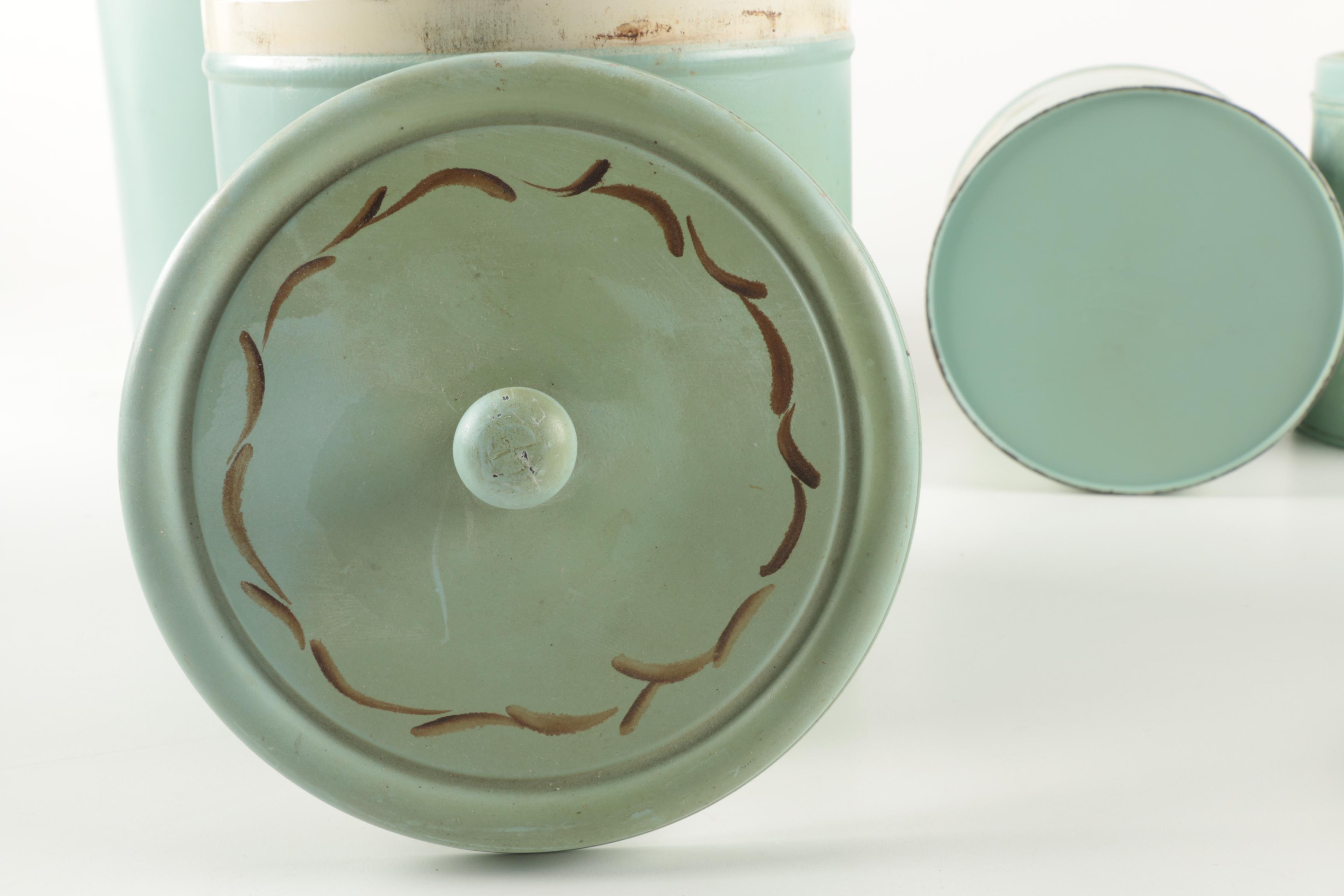 Vintage Hand Painted Tin Canisters
