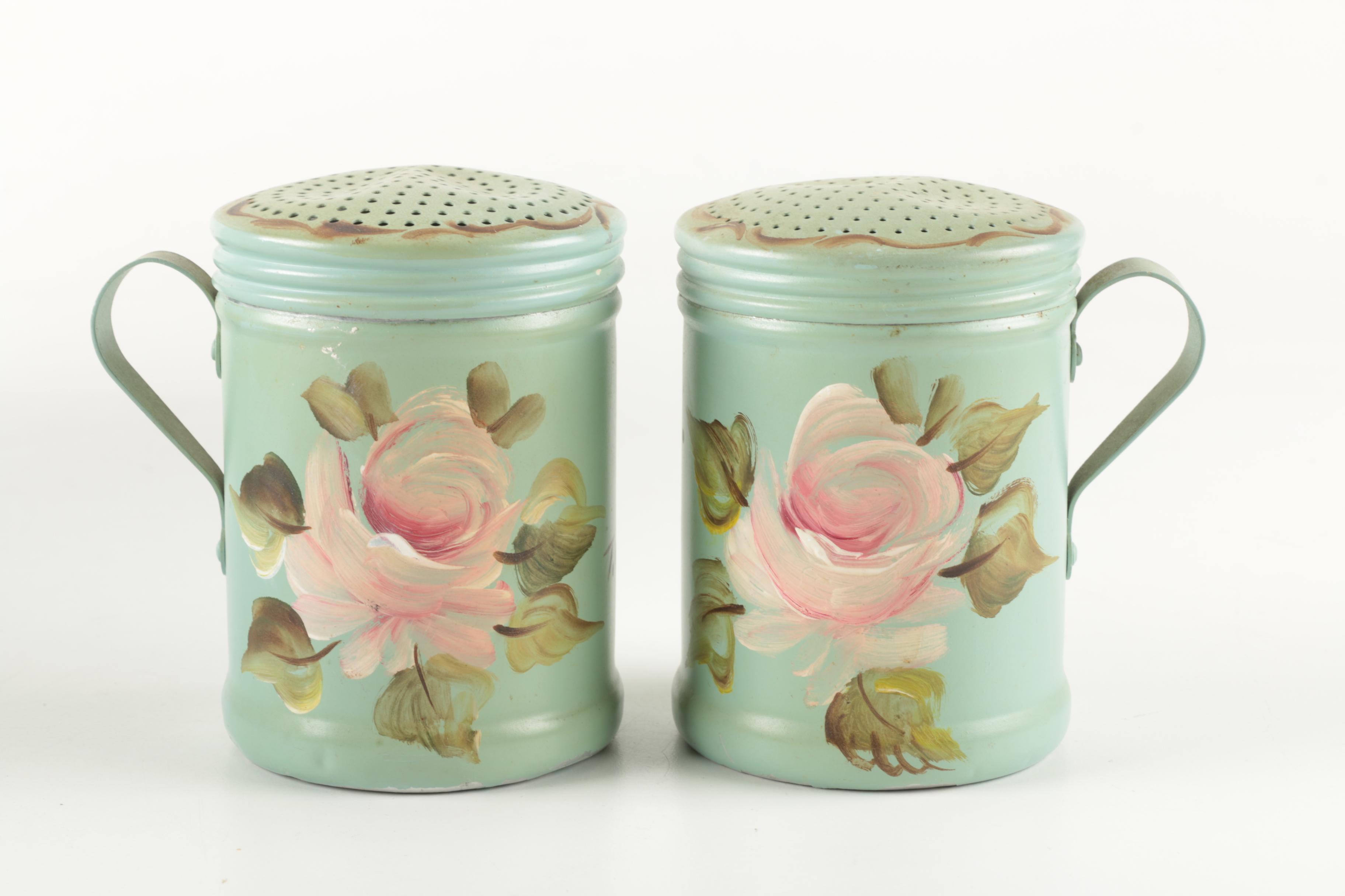 Vintage Hand Painted Tin Canisters