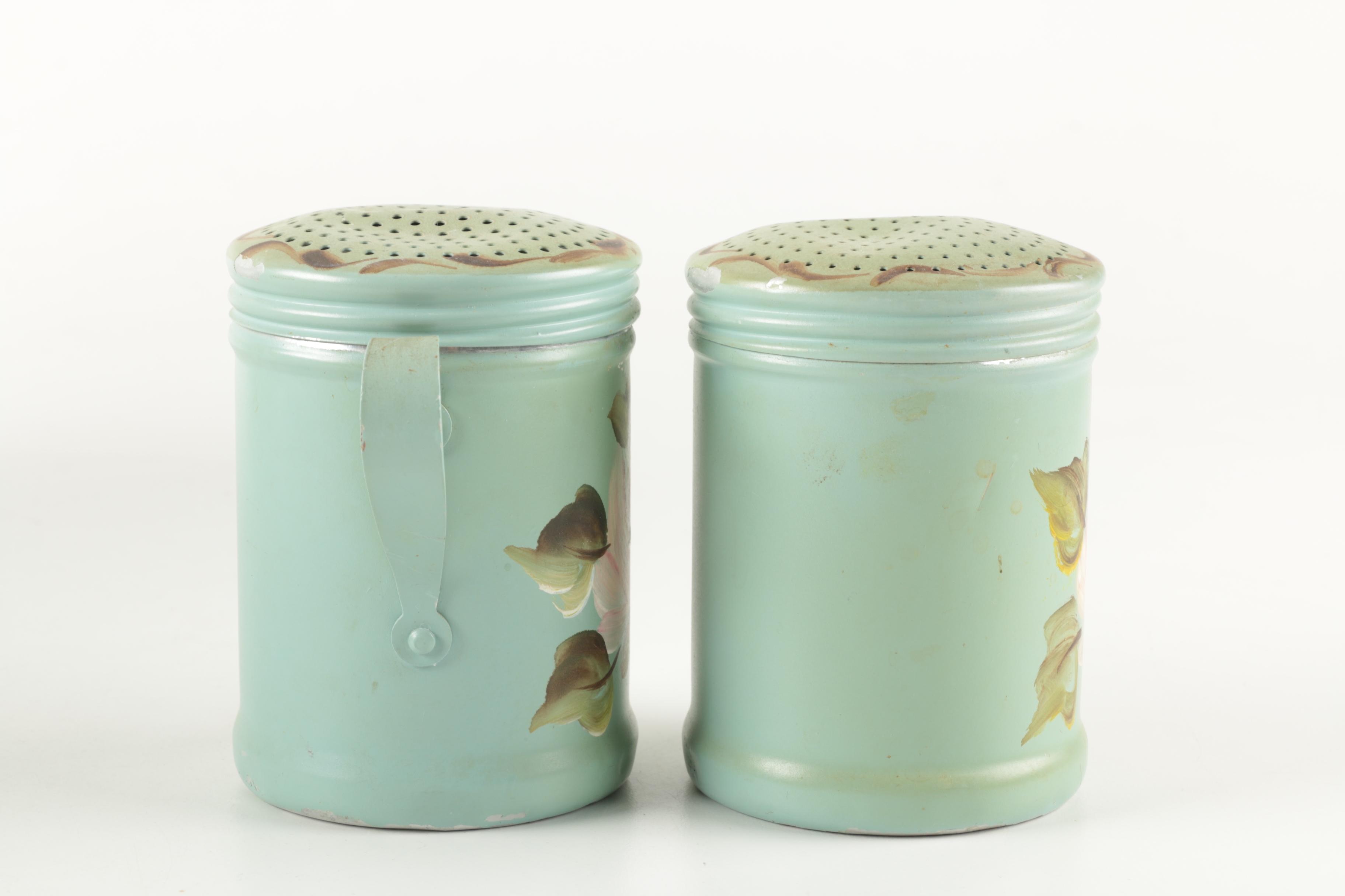 Vintage Hand Painted Tin Canisters