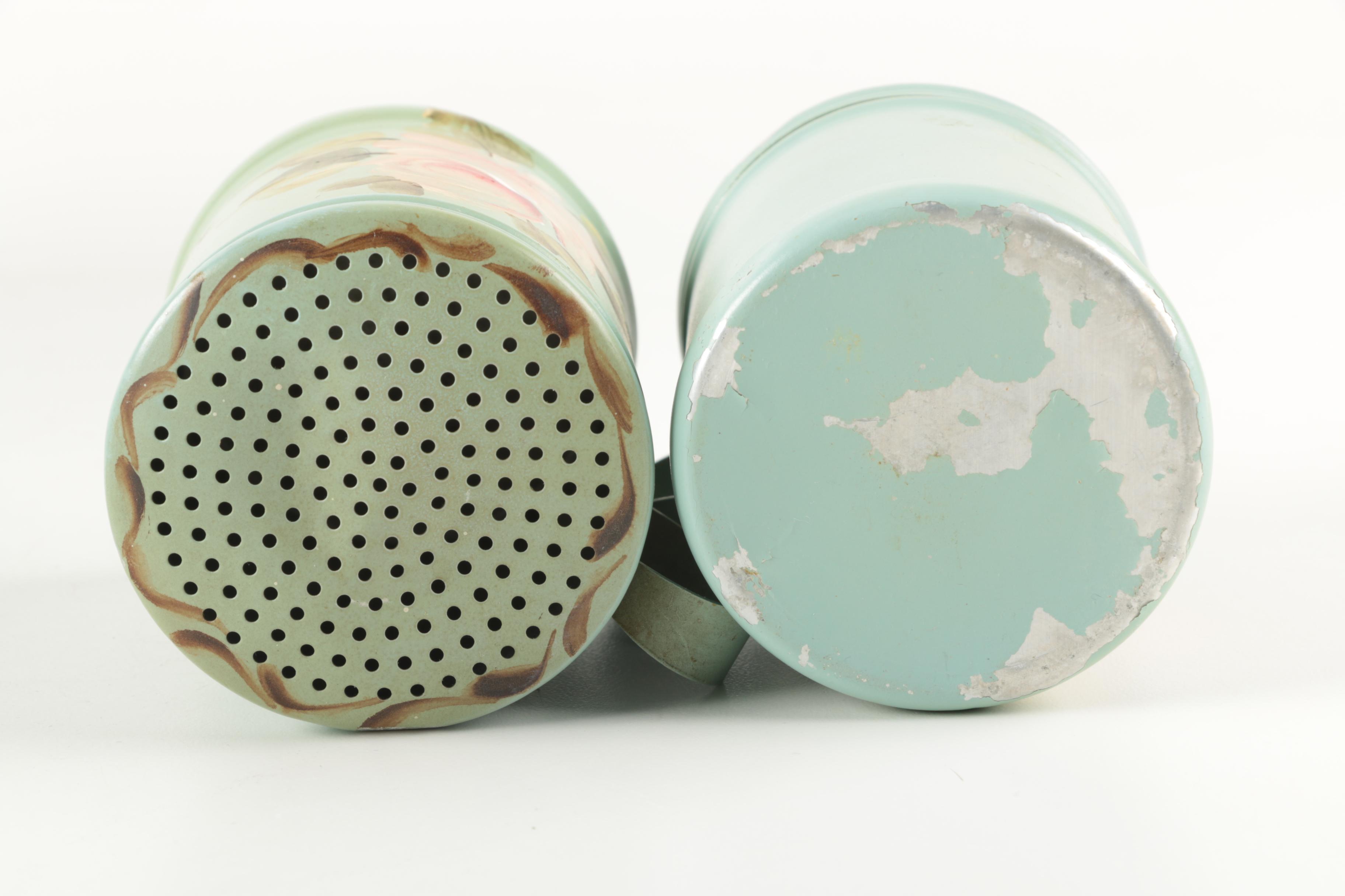 Vintage Hand Painted Tin Canisters