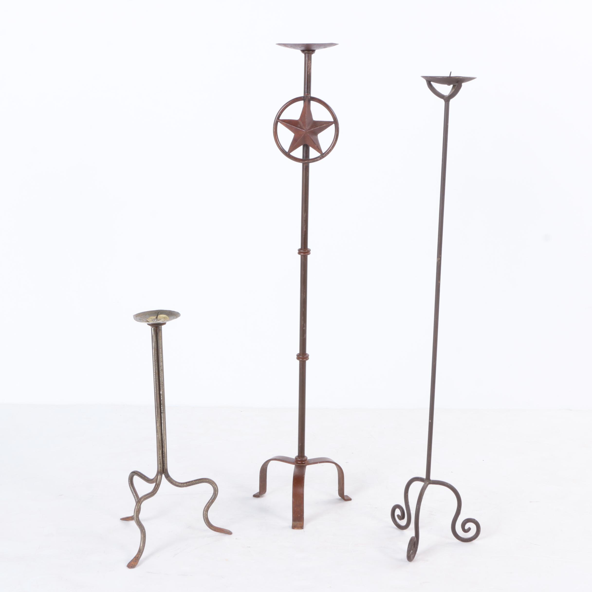 Set of Wrought Iron Candle Stands