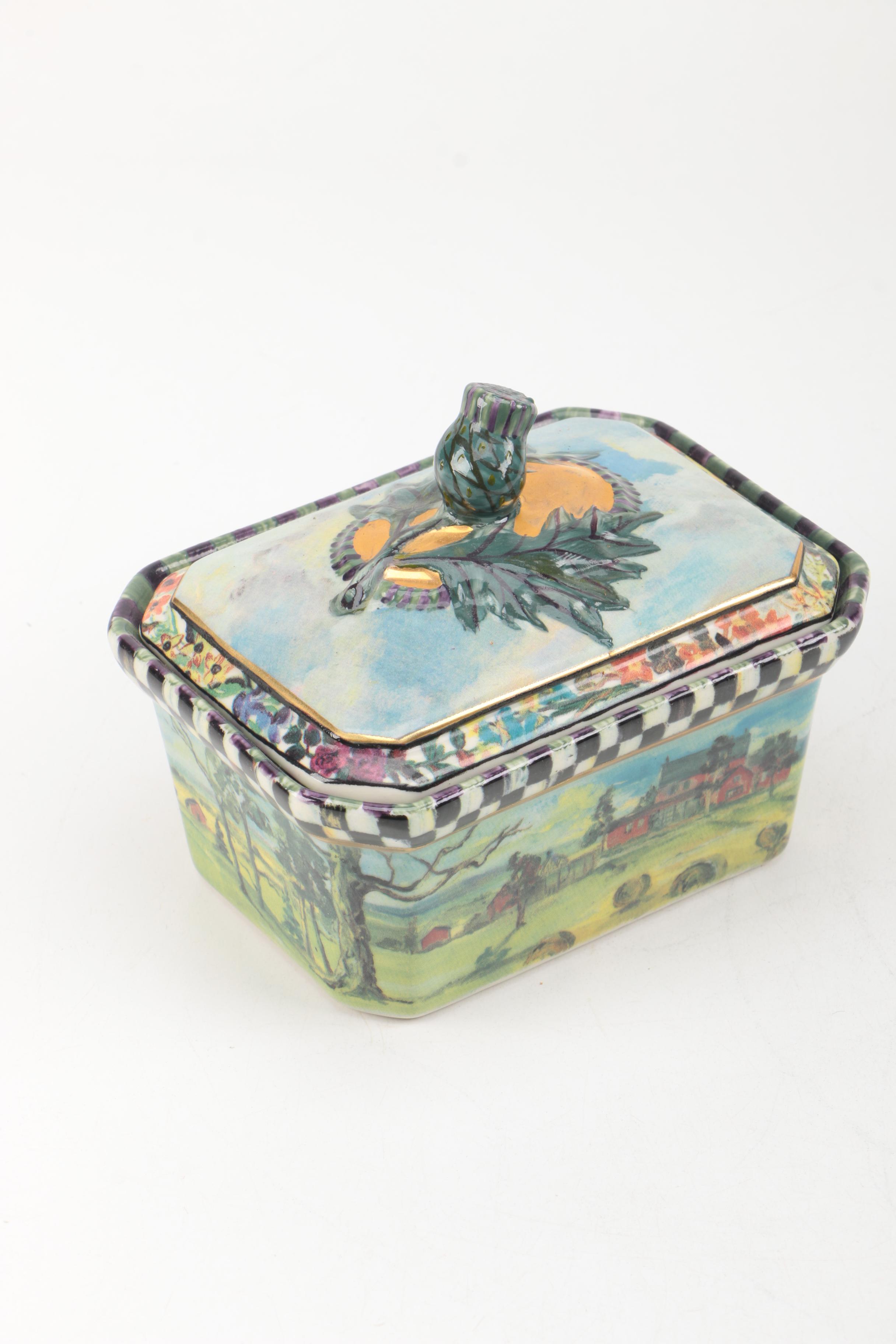 MacKenzie Childs MacLachlan Box with Thistle Lid 1990
