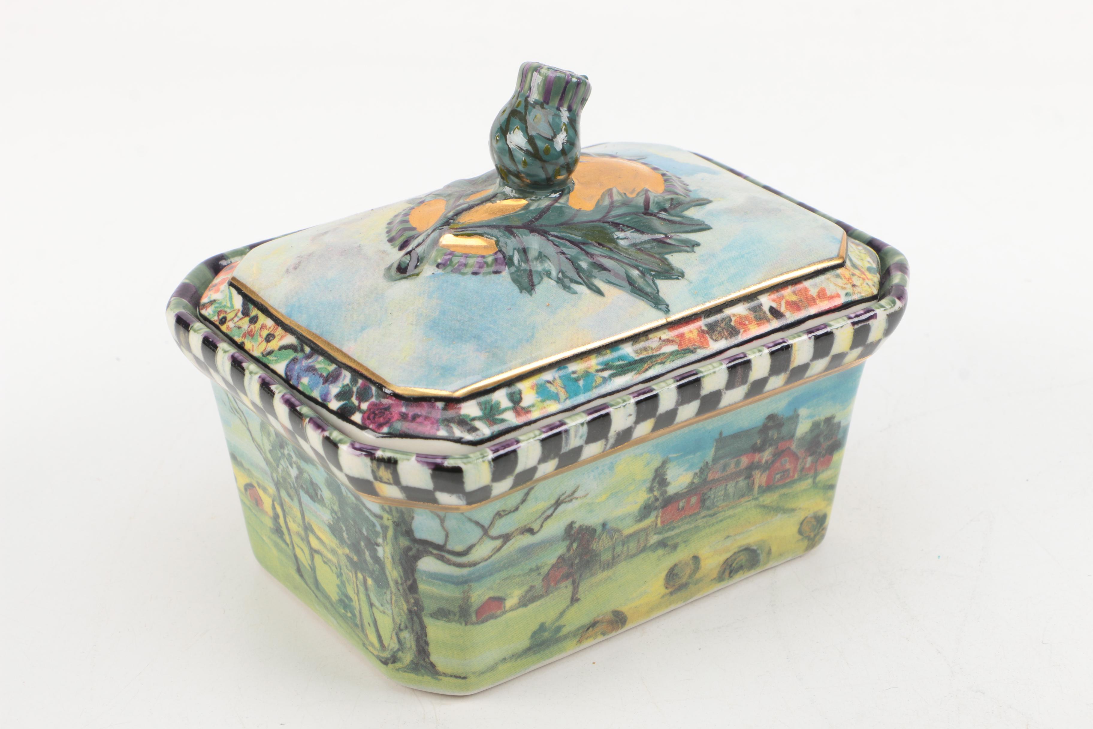 MacKenzie Childs MacLachlan Box with Thistle Lid 1990