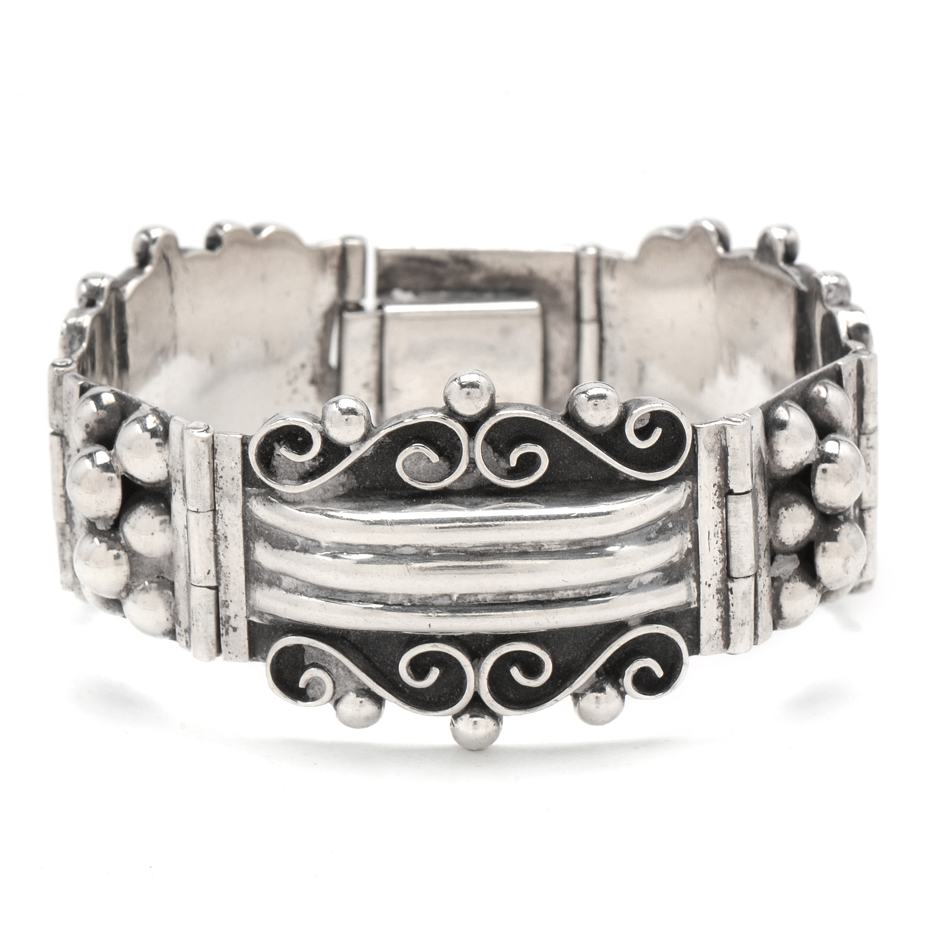 Vintage Hinged Mexican Sterling Silver Bracelet