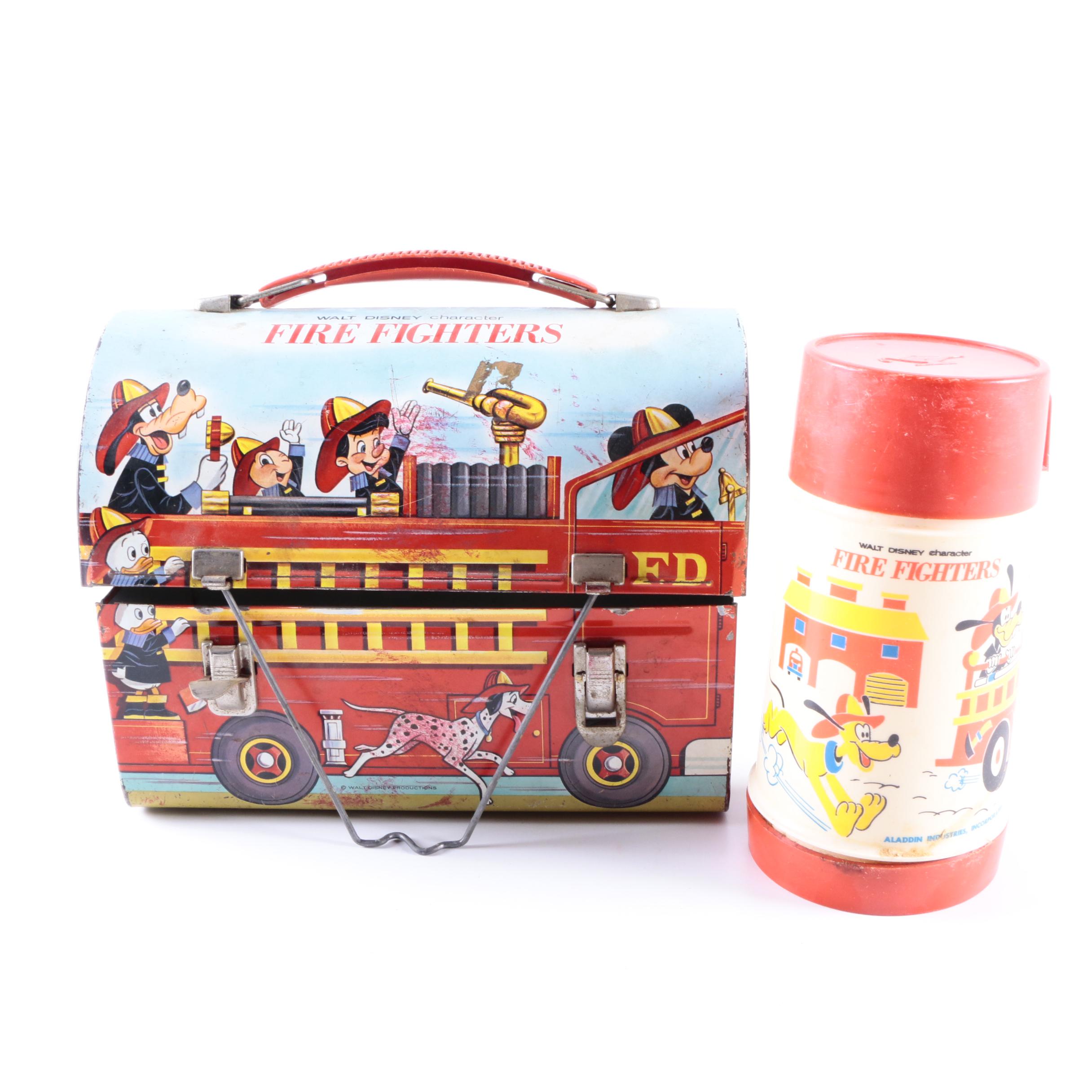 Disney Themed Metal Lunch Box from Aladdin with Plastic Beverage Carrier