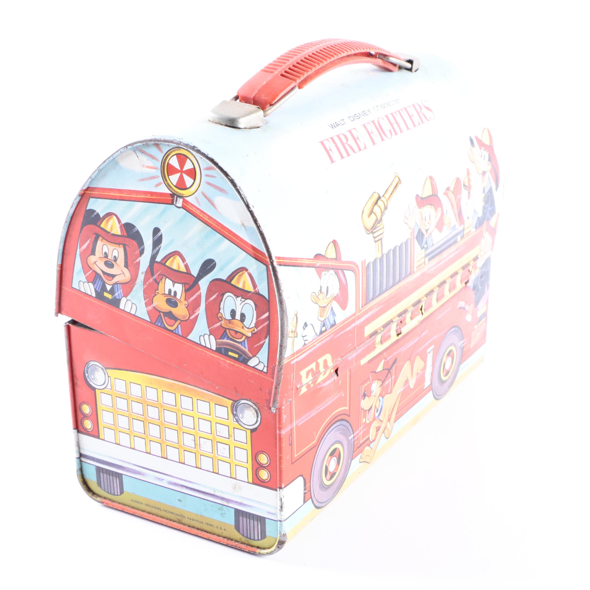 Disney Themed Metal Lunch Box from Aladdin with Plastic Beverage Carrier