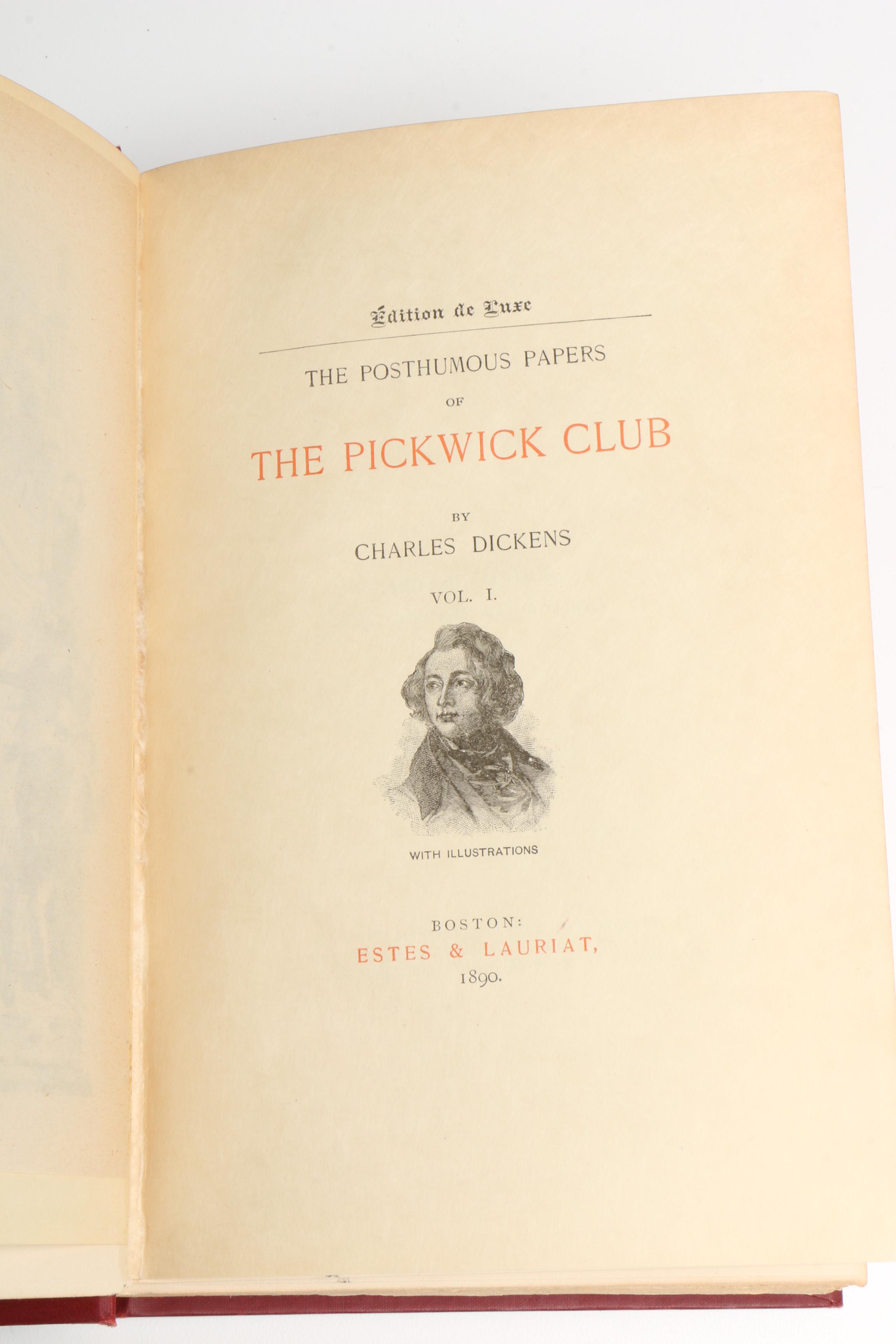 1890 Twelve Edition de Luxe Volumes of Charles Dickens' Works
