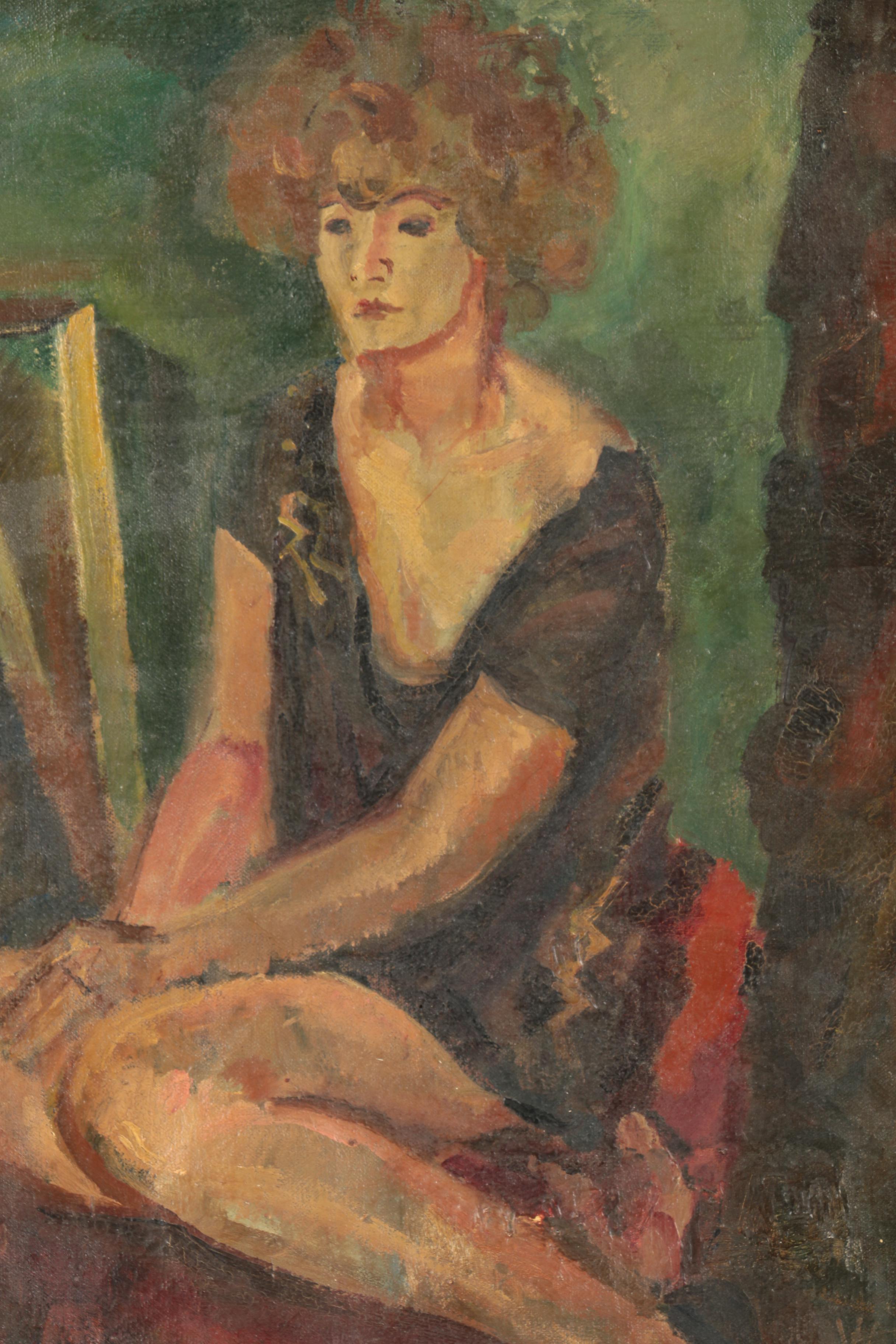 Oil Painting on Canvas of Figural Portrait