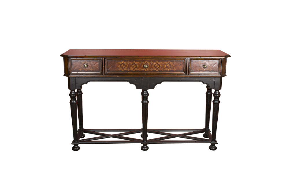 Inlaid Moroccan Style Mahogany Console Table