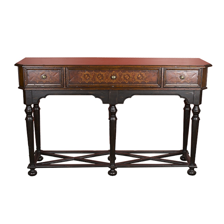 Inlaid Moroccan Style Mahogany Console Table