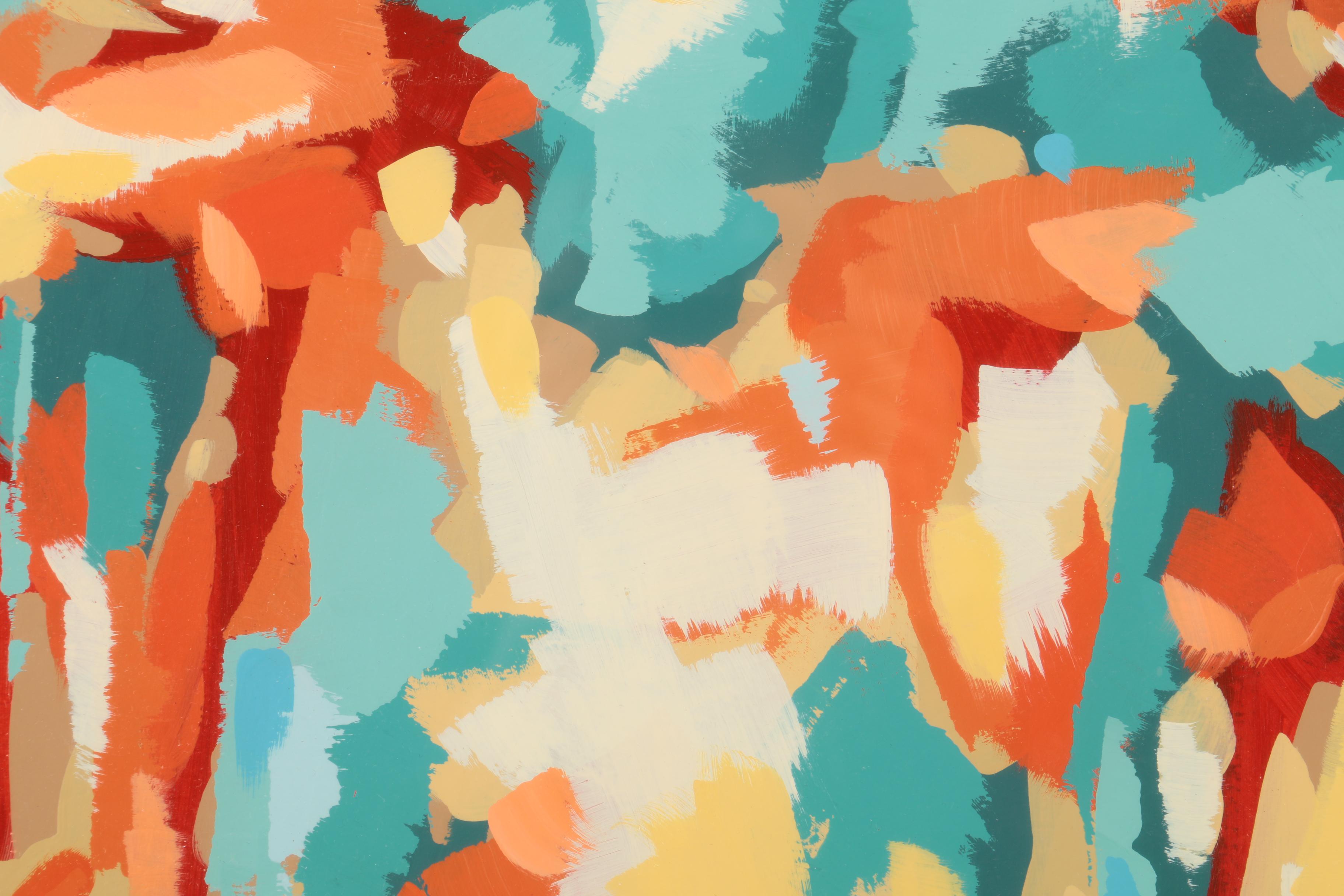 Oil Paintings on Paper of Abstract Compositions by Gina Julian