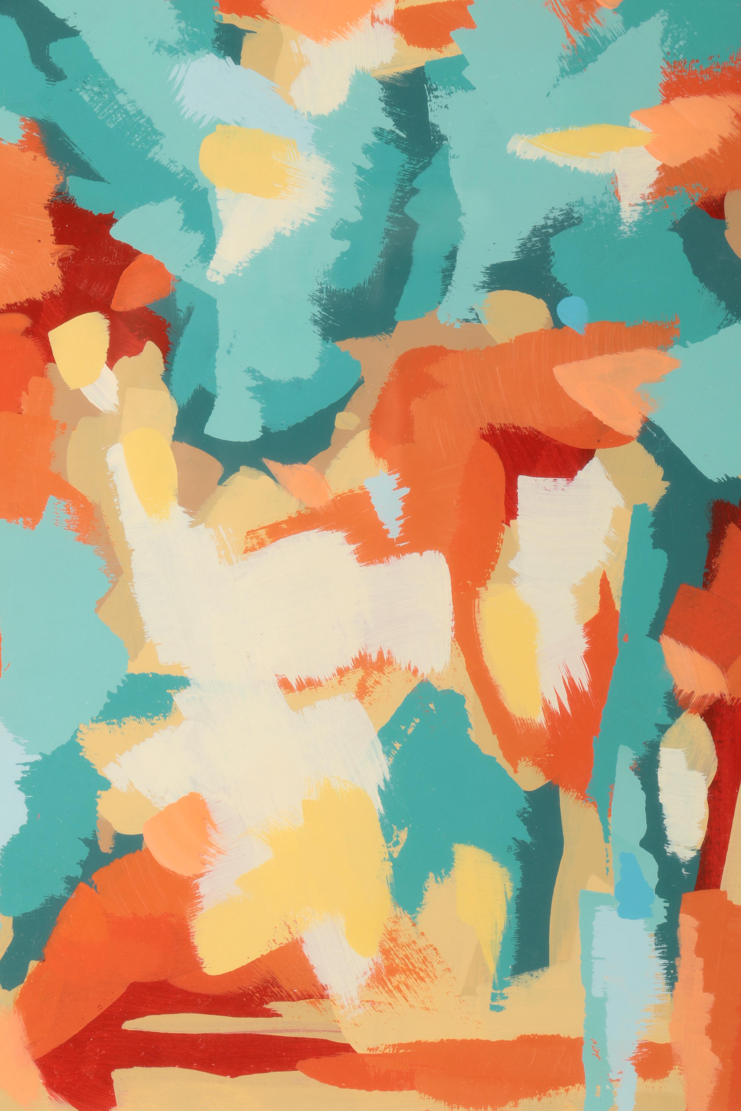 Oil Paintings on Paper of Abstract Compositions by Gina Julian