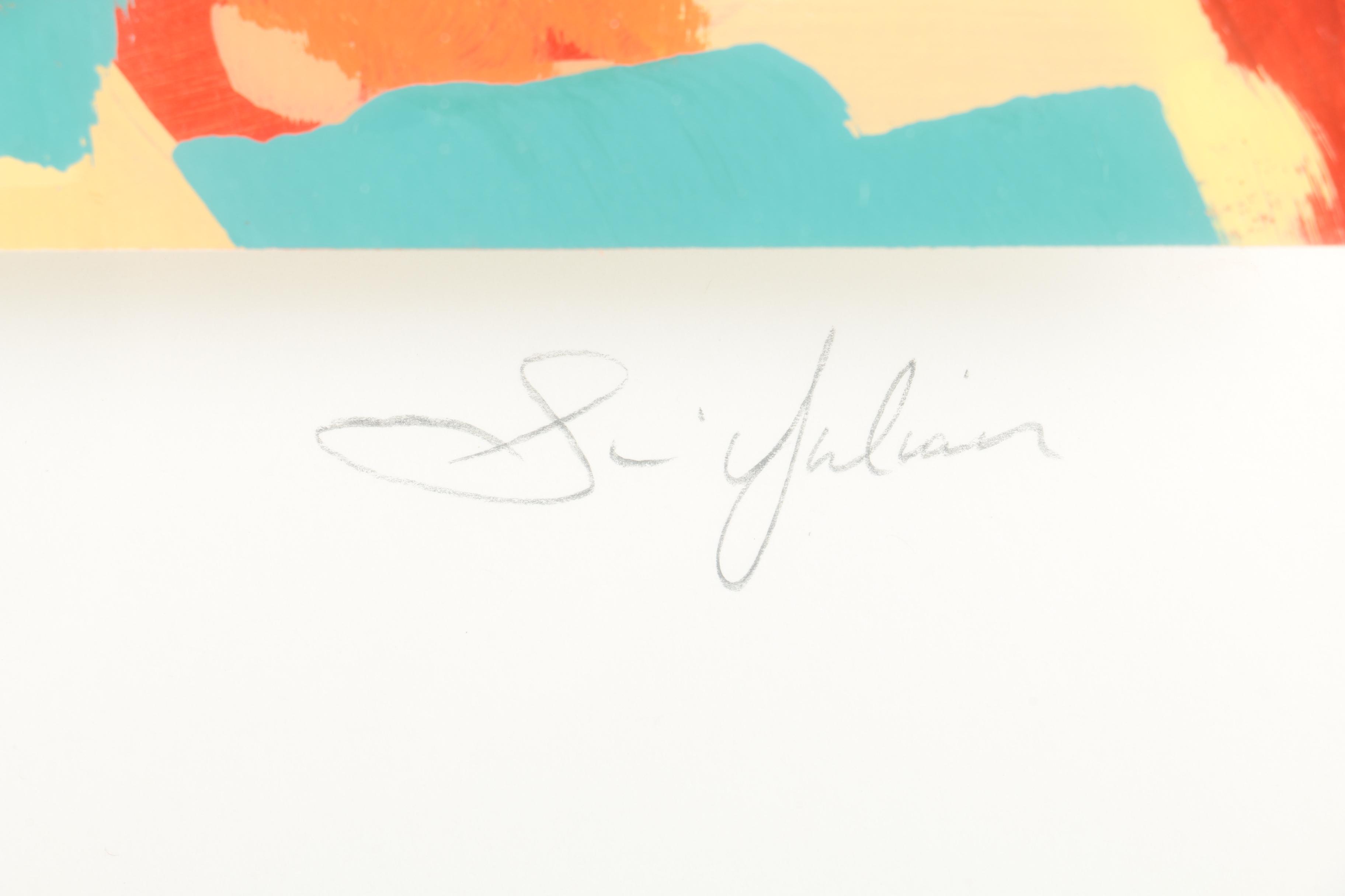 Oil Paintings on Paper of Abstract Compositions by Gina Julian