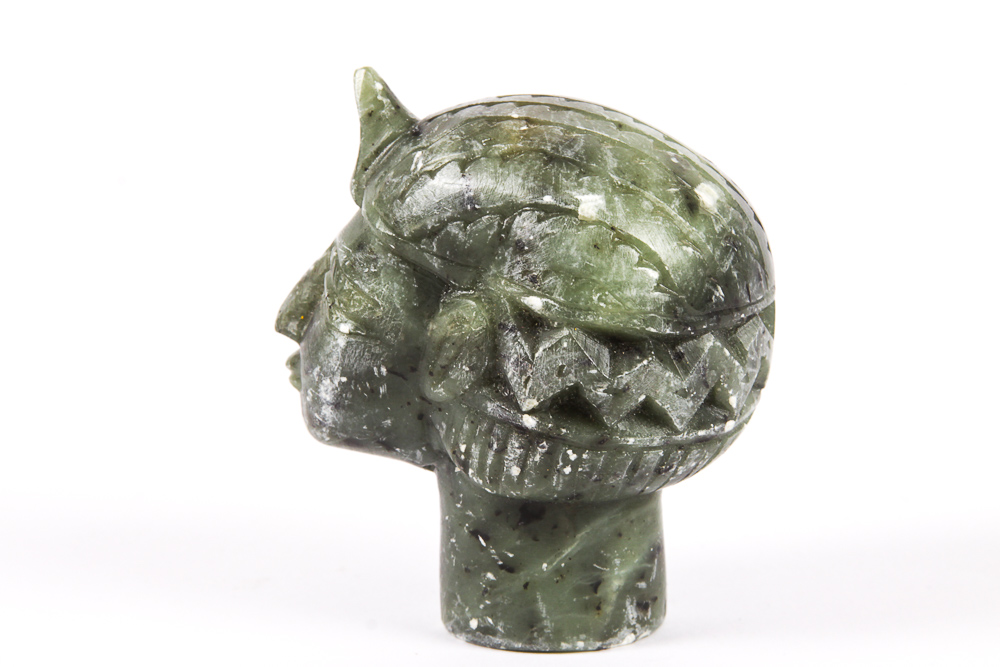 Green Carved Stone Head Figurine