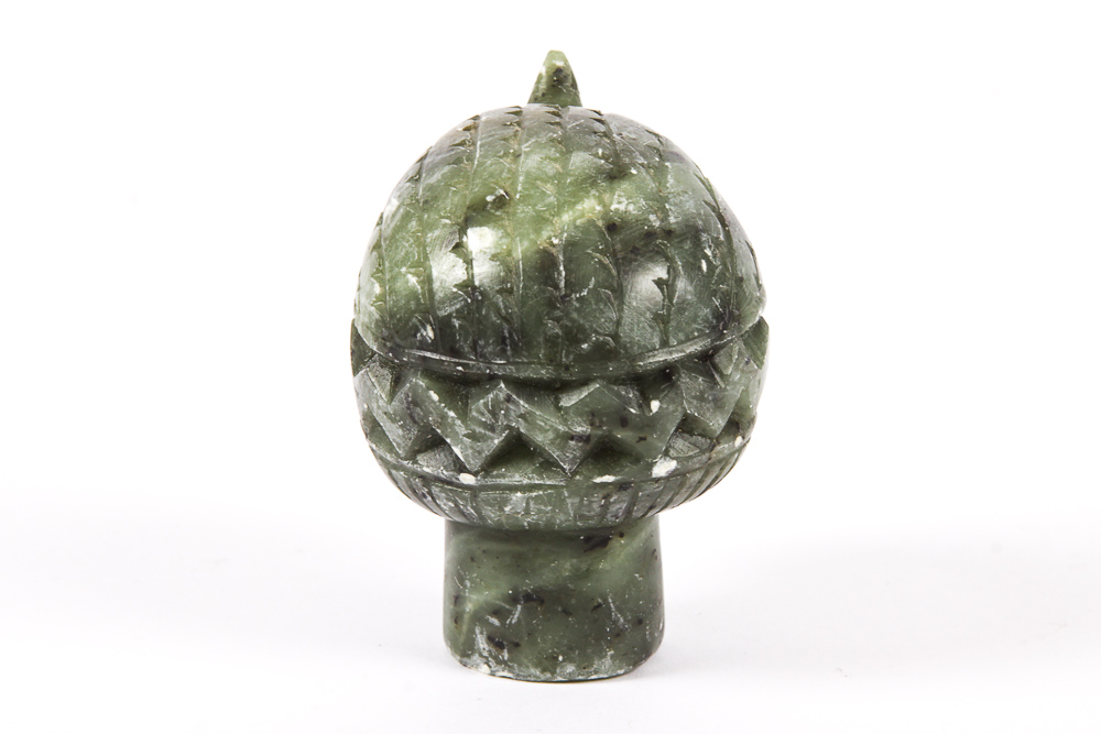 Green Carved Stone Head Figurine
