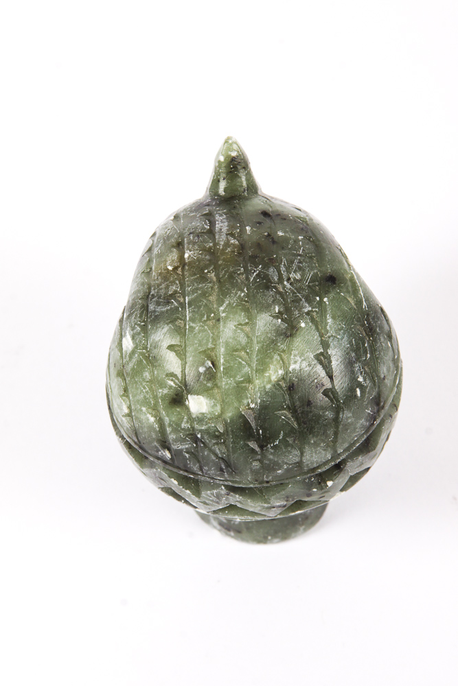 Green Carved Stone Head Figurine