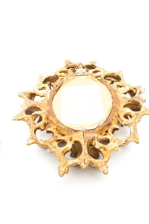 Pair of Gold Decorative Wall Decor including a Painting on Porcelain