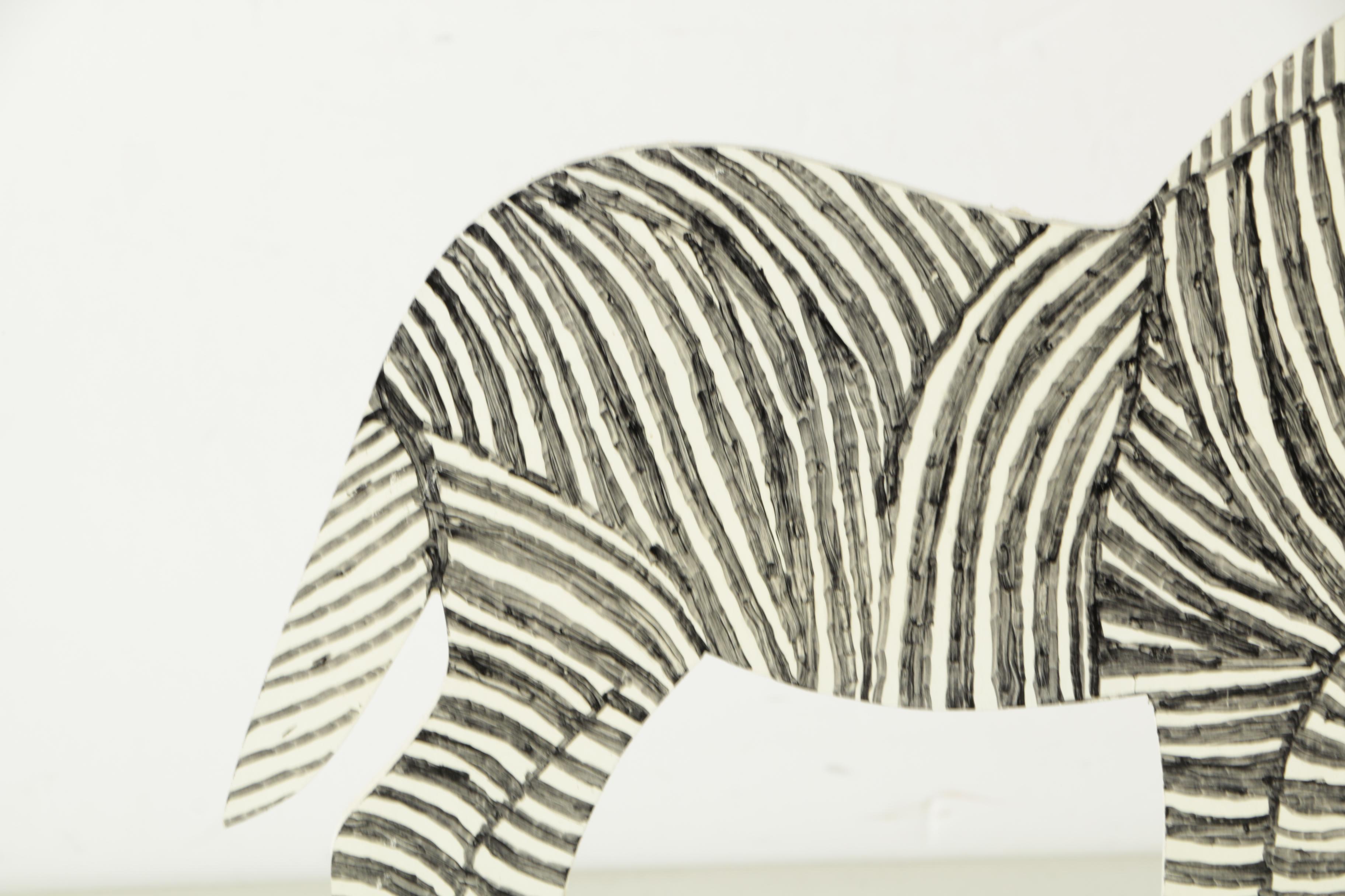 Reverend Howard Finster Signed Zebra Shaped Painting