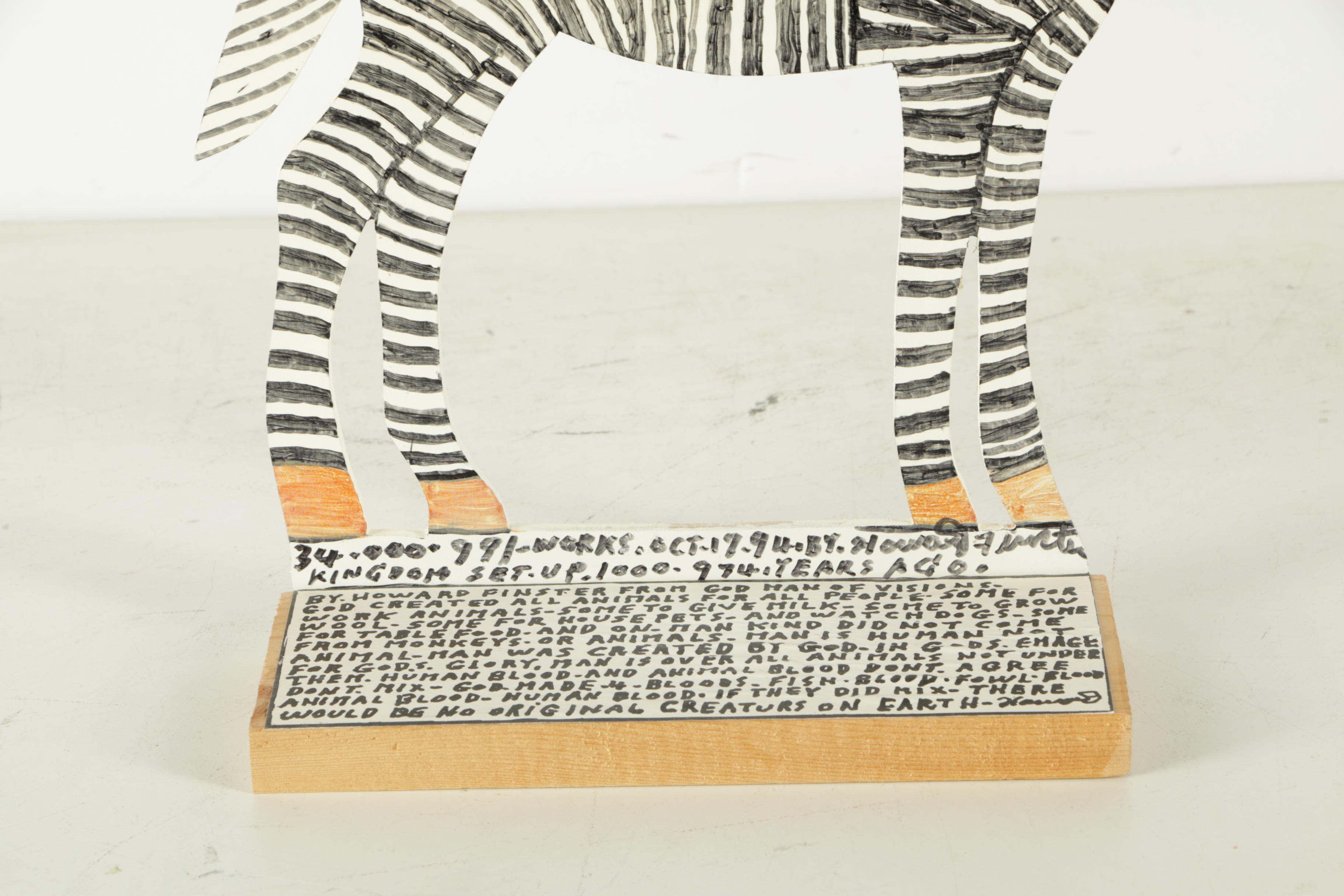 Reverend Howard Finster Signed Zebra Shaped Painting