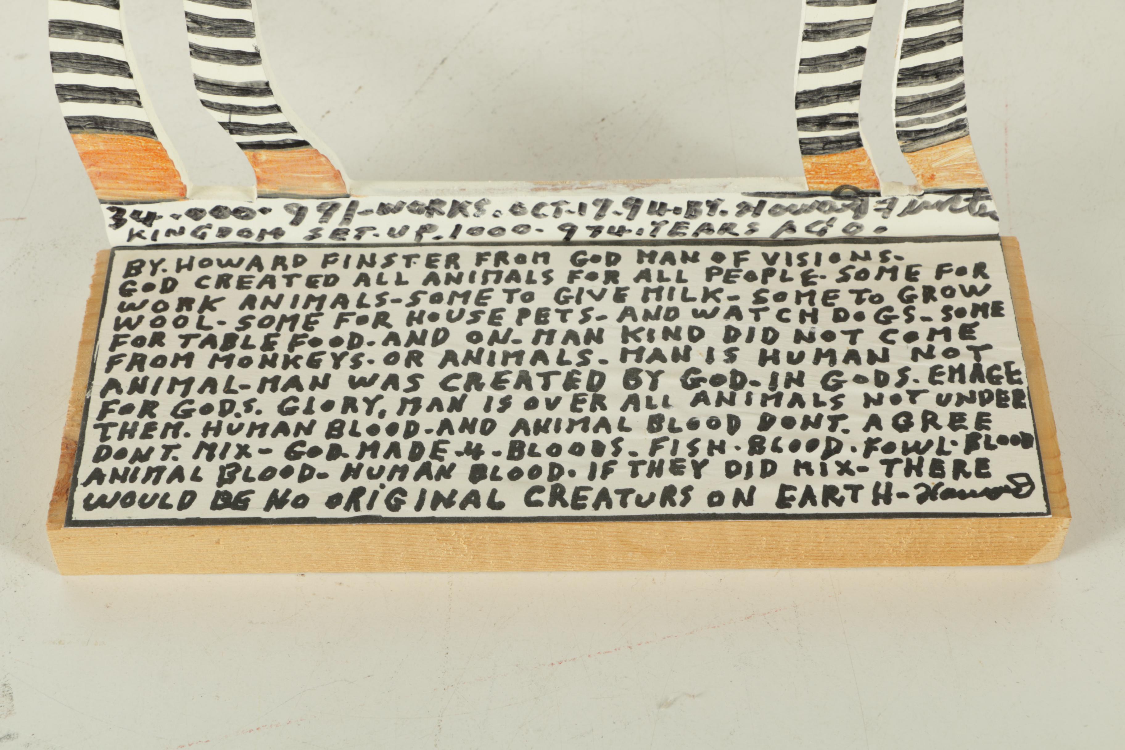 Reverend Howard Finster Signed Zebra Shaped Painting