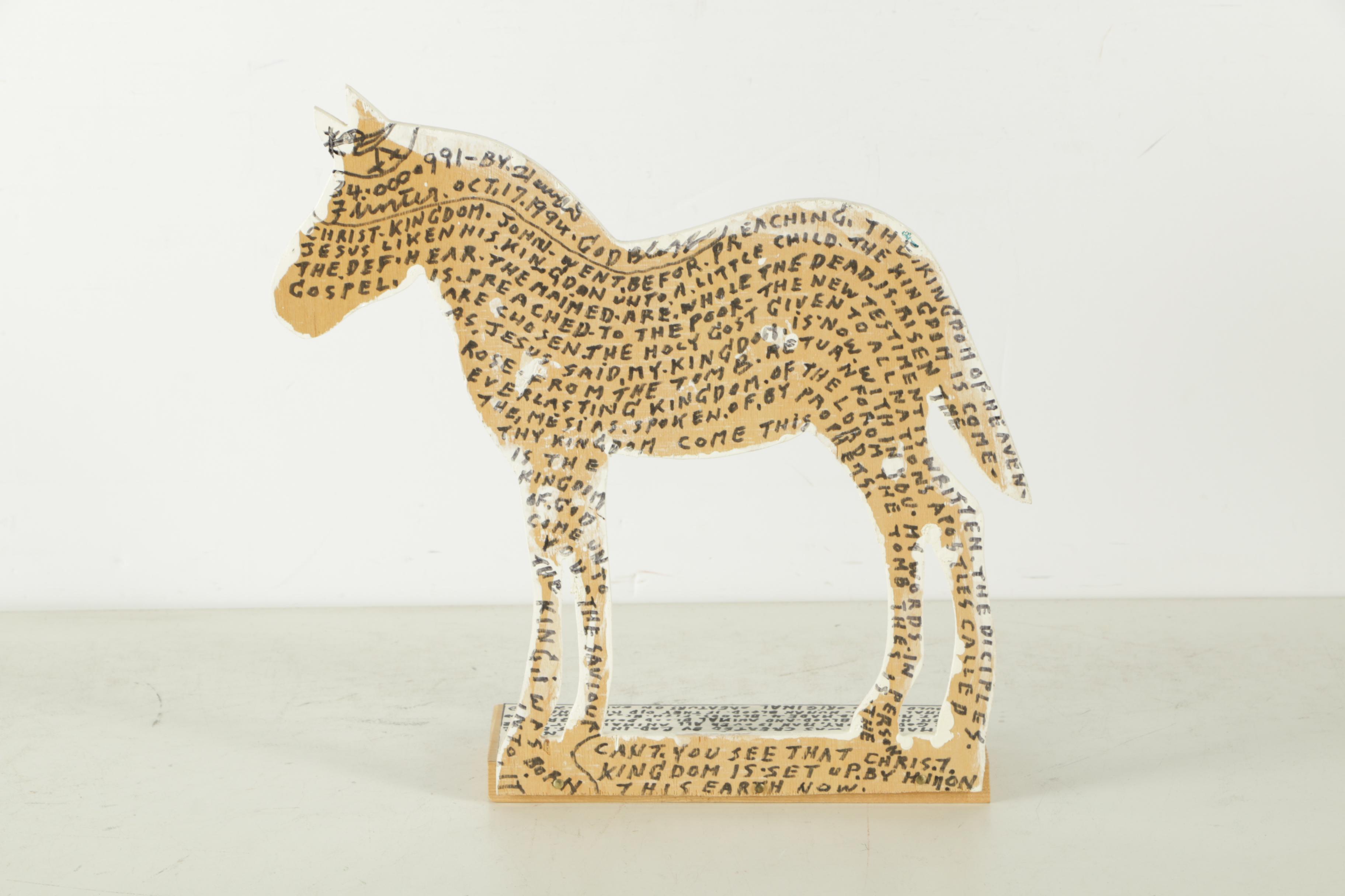 Reverend Howard Finster Signed Zebra Shaped Painting