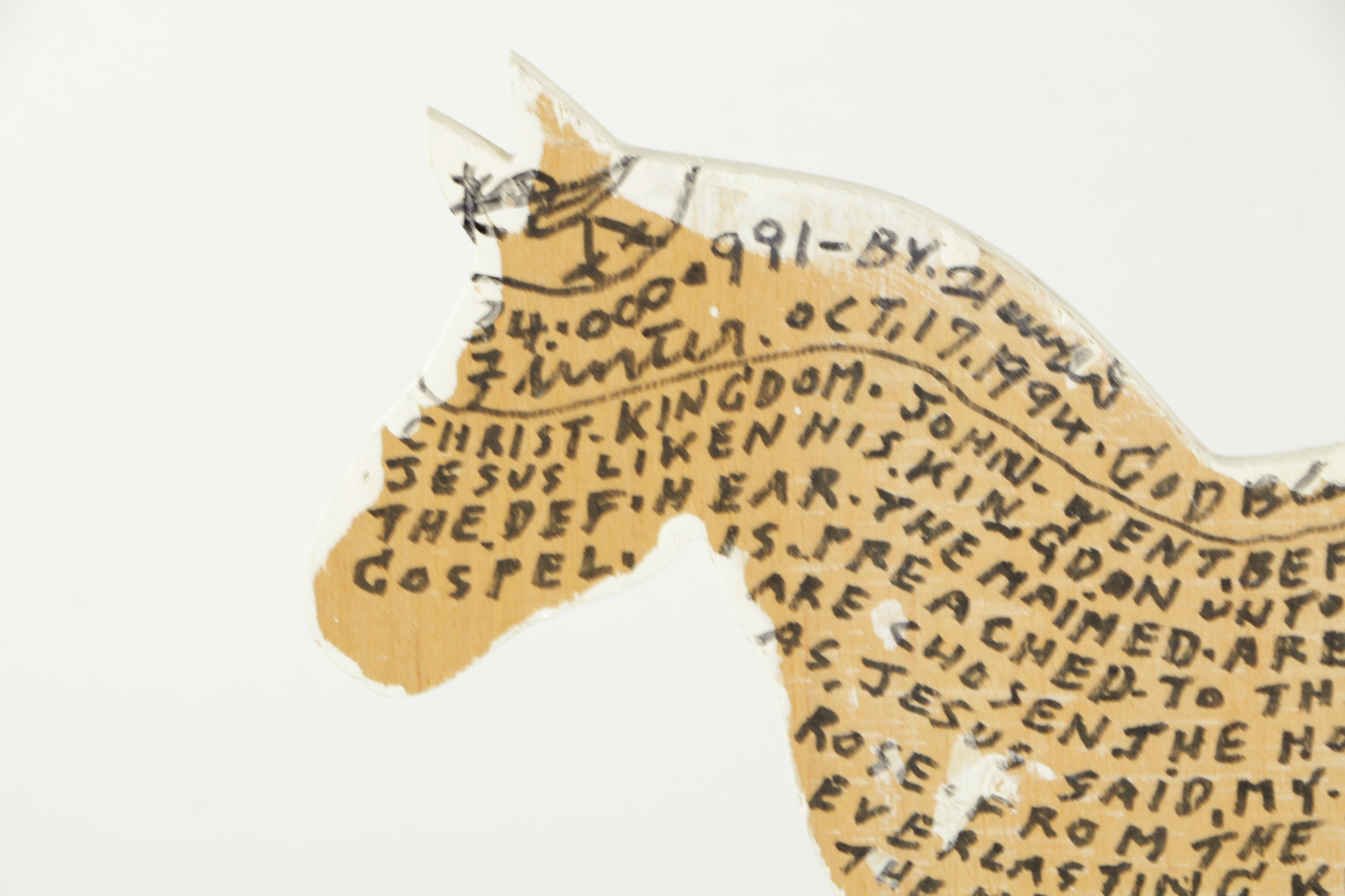 Reverend Howard Finster Signed Zebra Shaped Painting