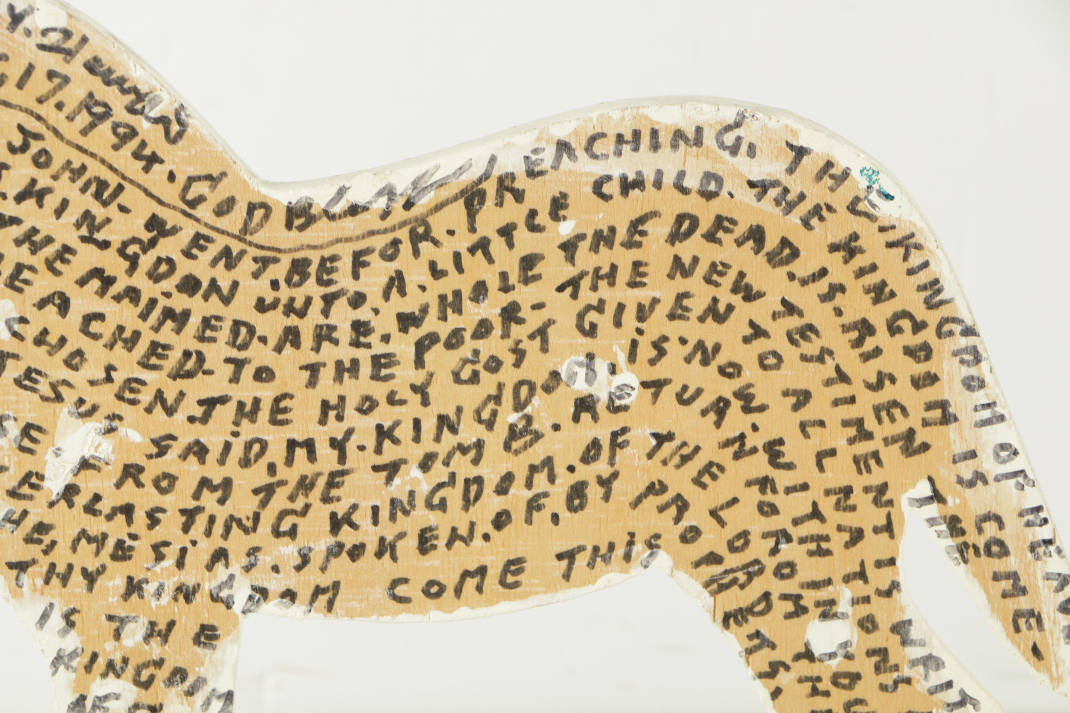 Reverend Howard Finster Signed Zebra Shaped Painting