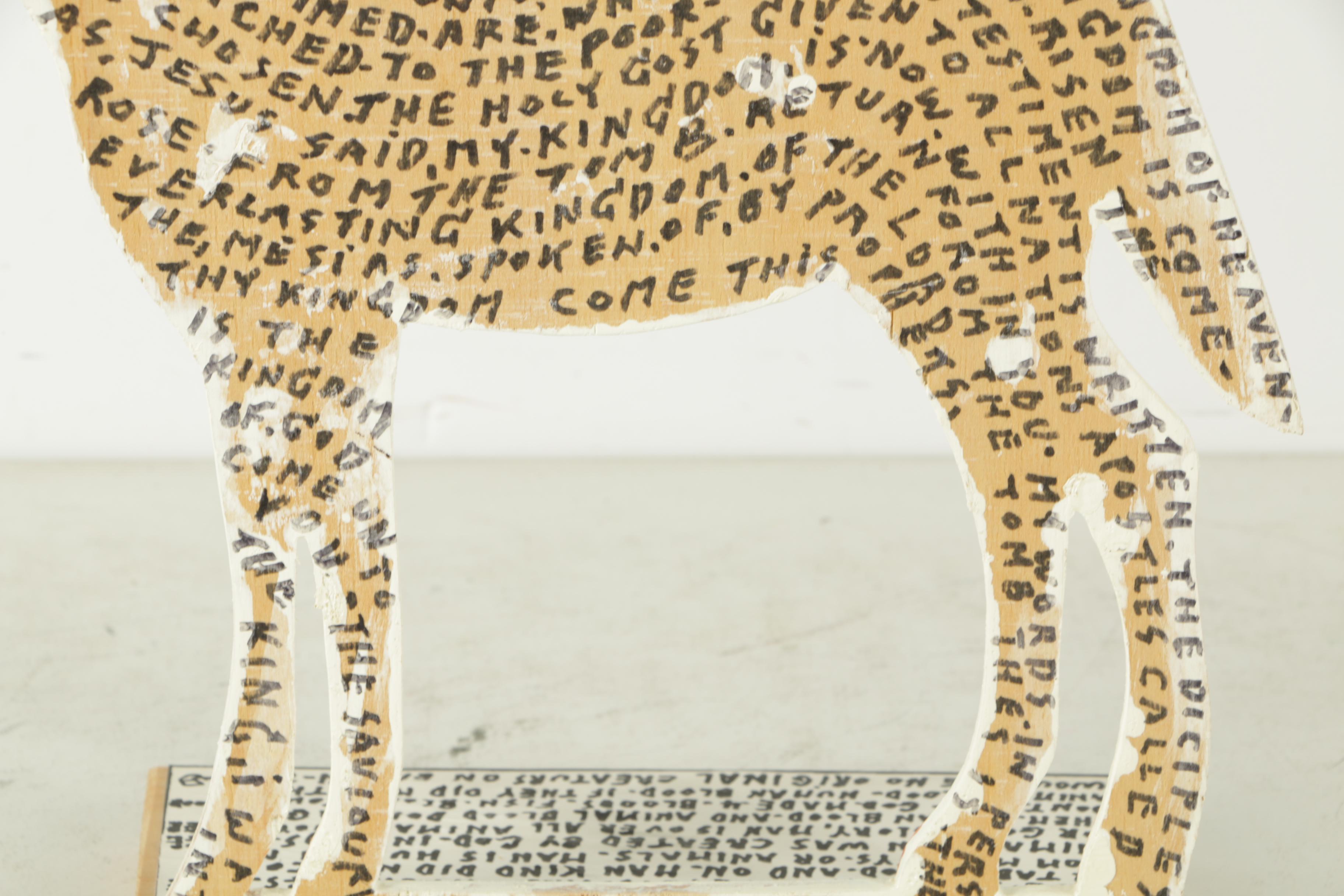 Reverend Howard Finster Signed Zebra Shaped Painting