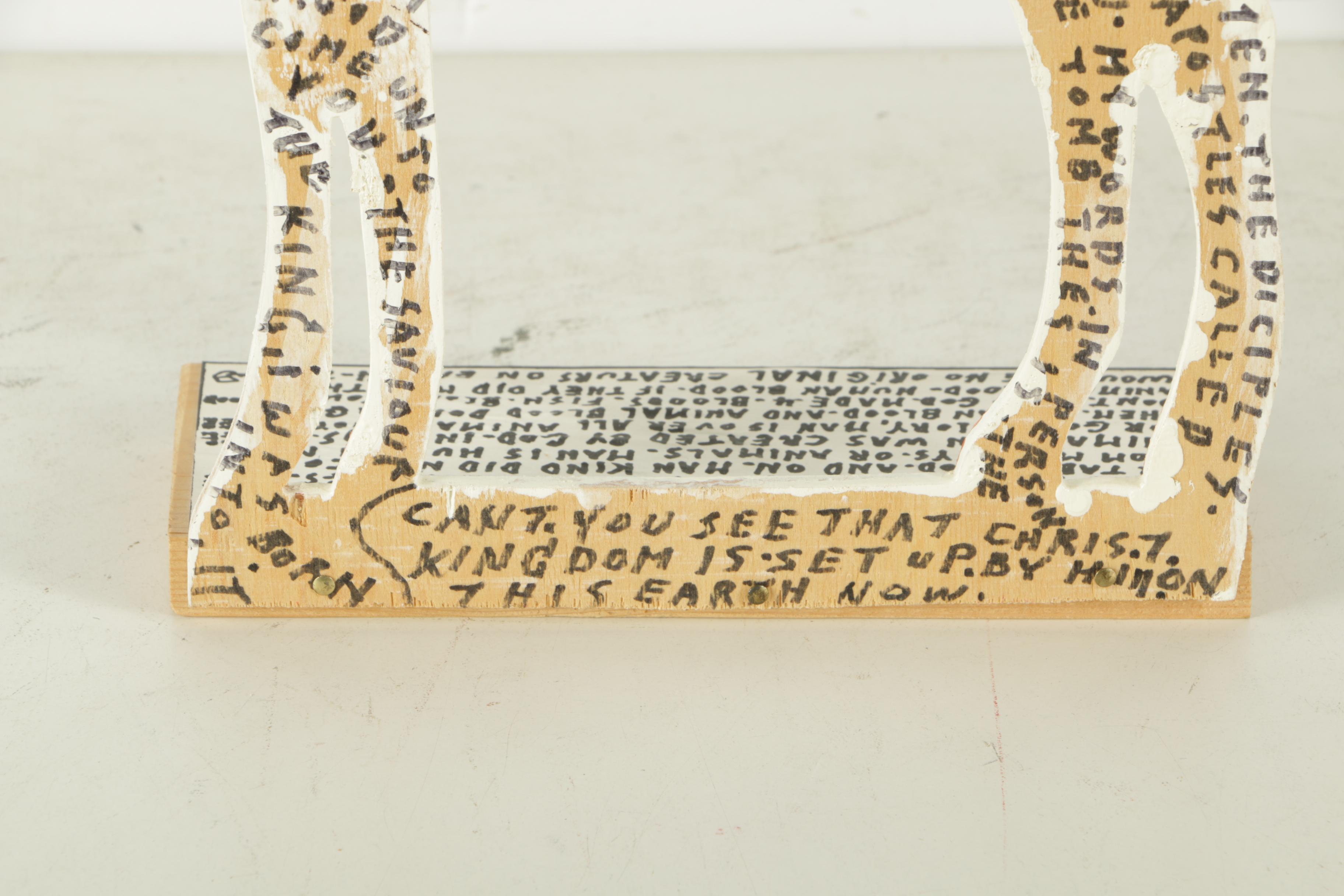 Reverend Howard Finster Signed Zebra Shaped Painting