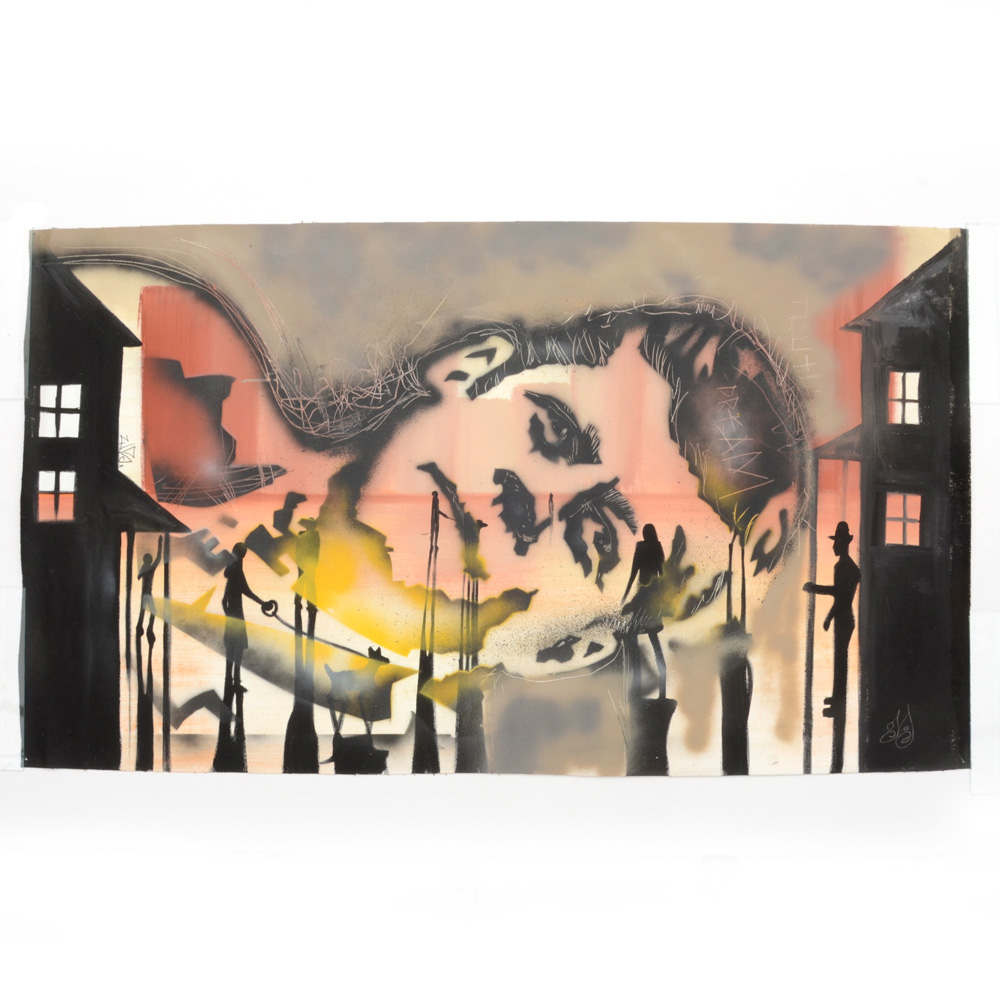 Wall Street Original 2016 Spray Paint on Unstretched Canvas