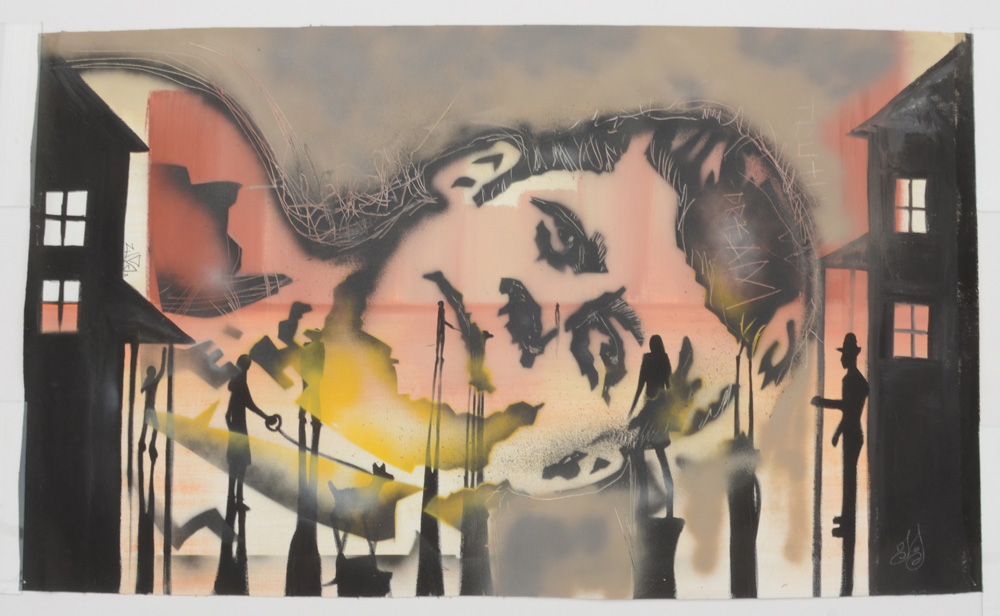 Wall Street Original 2016 Spray Paint on Unstretched Canvas