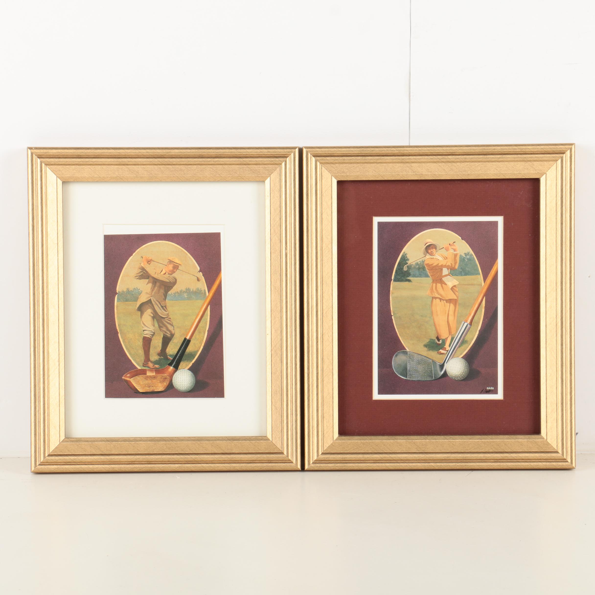 Bernie Horton Offset Lithographs of Early 20th Century Golfers