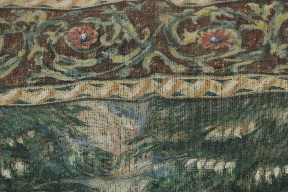 Oil Painting on Burlap Tapestry of a Woodland Scene