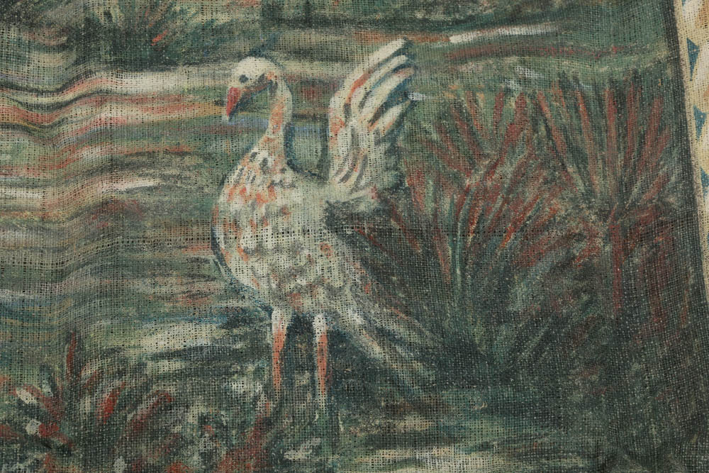 Oil Painting on Burlap Tapestry of a Woodland Scene