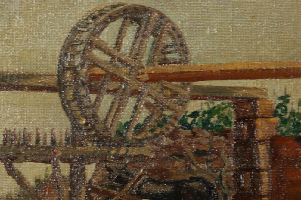 Antonio Amadeo Oil Paining on Canvas Board "The Water Well"