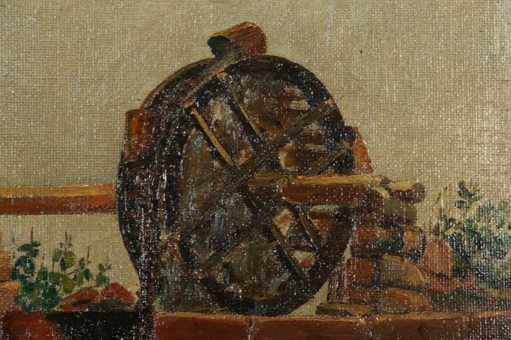 Antonio Amadeo Oil Paining on Canvas Board "The Water Well"