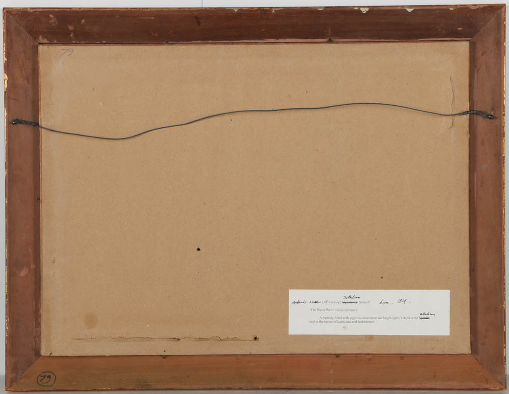 Antonio Amadeo Oil Paining on Canvas Board "The Water Well"