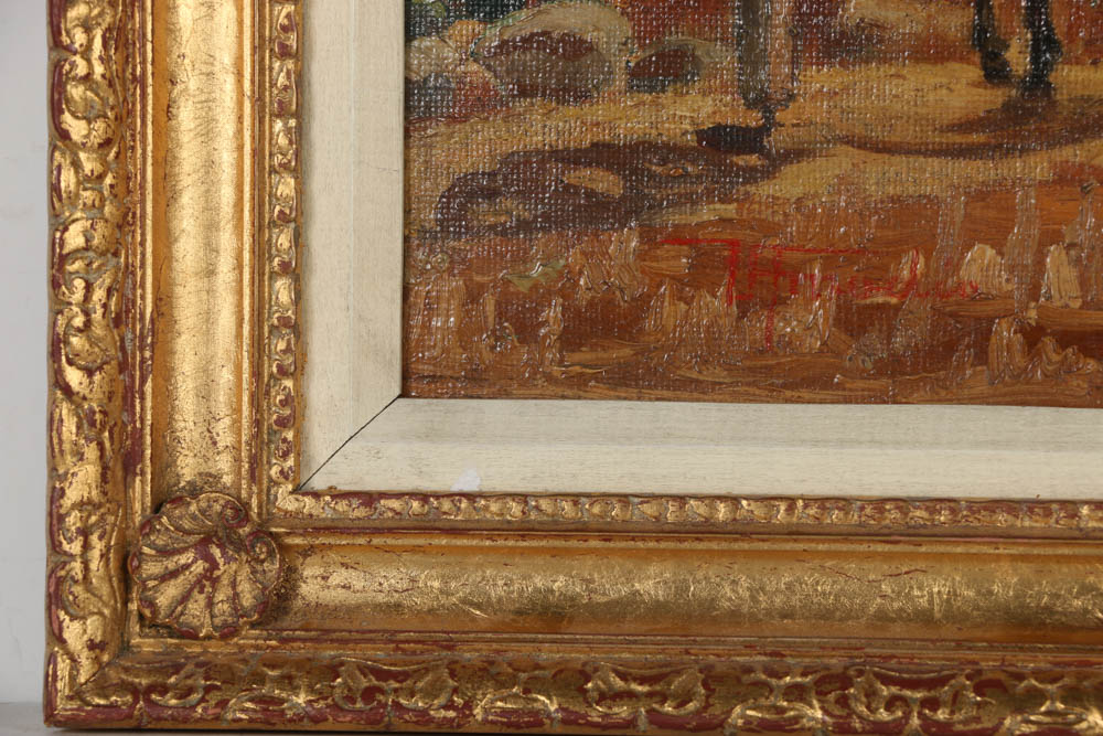 Antonio Amadeo Oil Paining on Canvas Board "The Water Well"