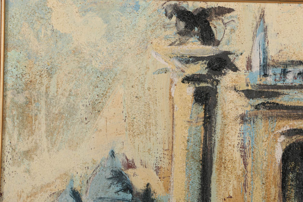 Jacques Lamy Acrylic Painting on Textured Board "San Mark's Square"