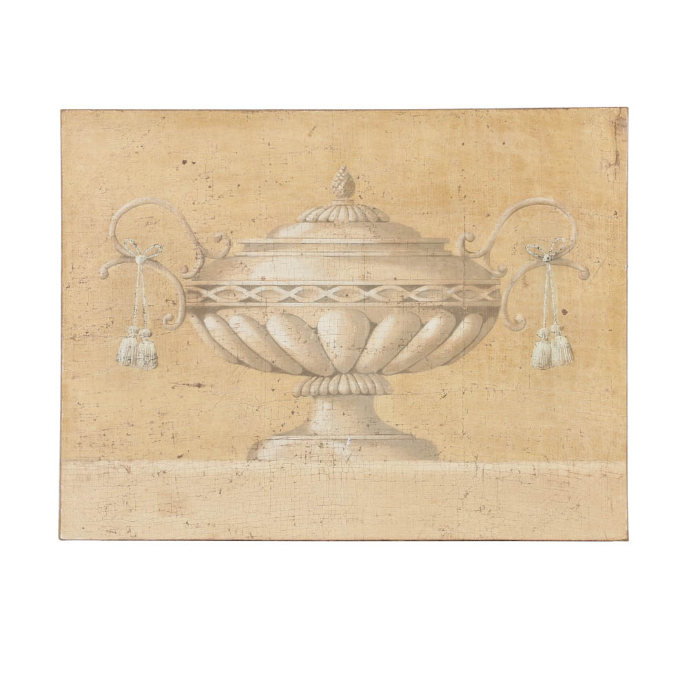 Jacques Lamy Fresco Painting on Burlap of Still Life