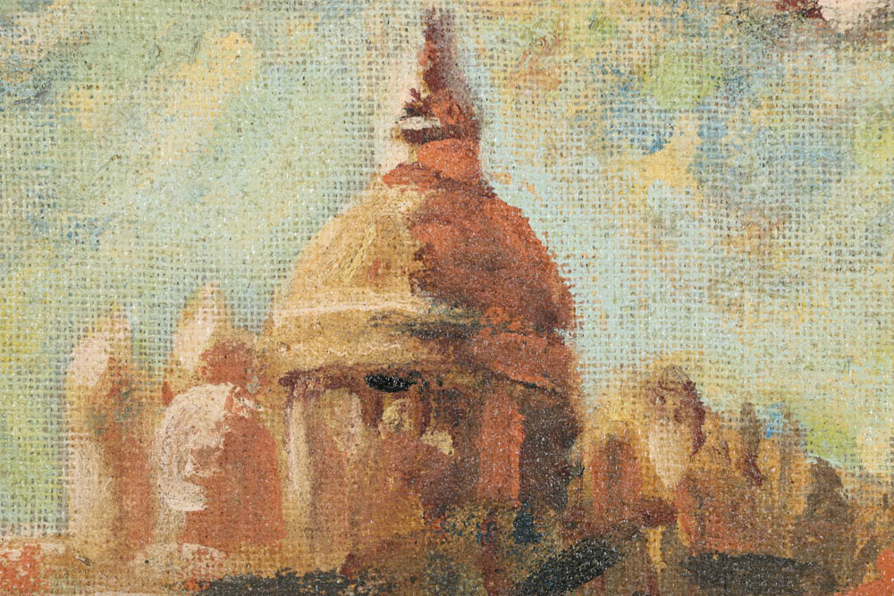 Jacques Lamy Plaster Painting on Burlap "Santa Maria della Salute"