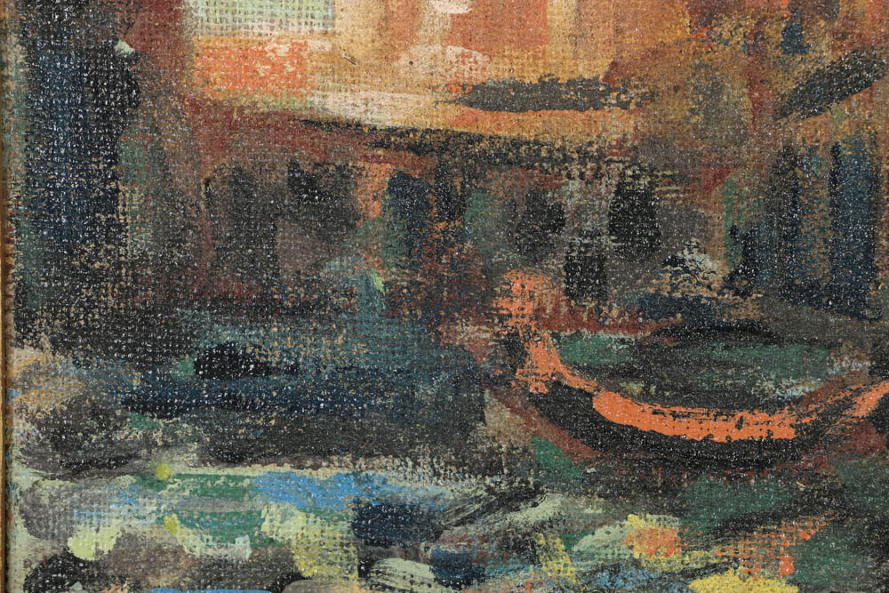 Jacques Lamy Plaster Painting on Burlap "Santa Maria della Salute"