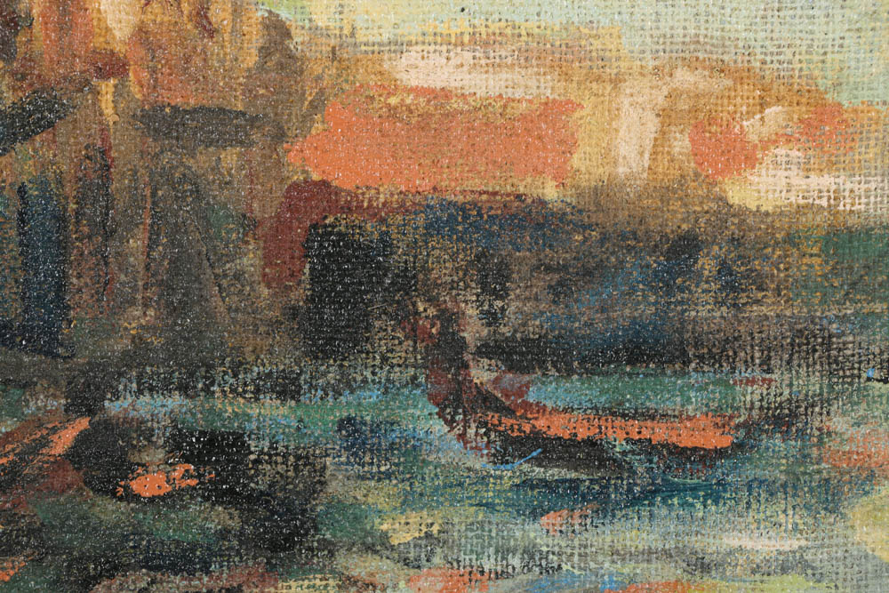 Jacques Lamy Plaster Painting on Burlap "Santa Maria della Salute"