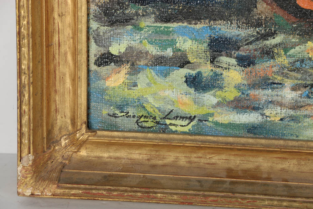 Jacques Lamy Plaster Painting on Burlap "Santa Maria della Salute"