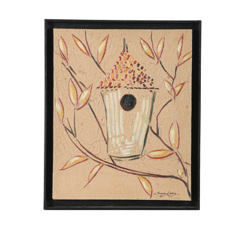 Jacques Lamy Acrylic and Plaster Painting on Board Abstract Still Life