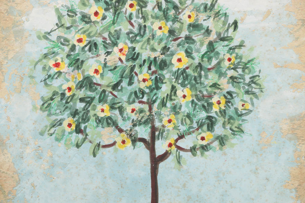 Jacques Lamy Mixed Media Composition on Board of a Flowering Tree